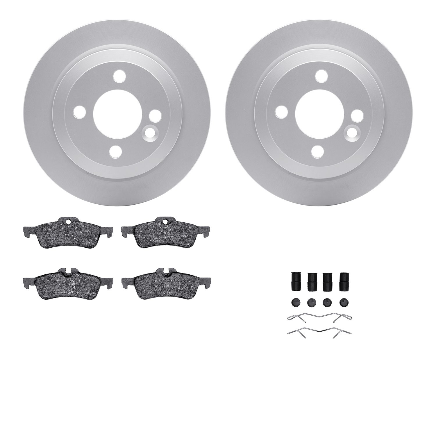 4512-32025 Geospec Brake Rotors w/5000 Advanced Brake Pads Kit & Hardware, 2002-2008 Mini, Position: Rear