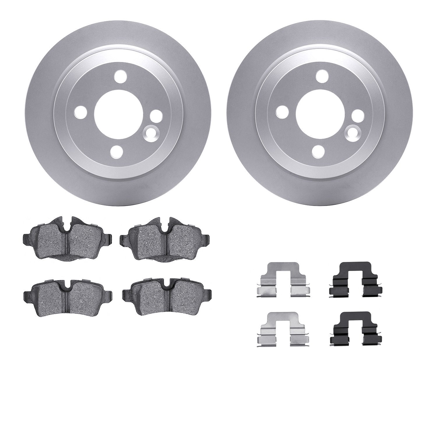 4512-32030 Geospec Brake Rotors w/5000 Advanced Brake Pads Kit & Hardware, 2007-2015 Mini, Position: Rear