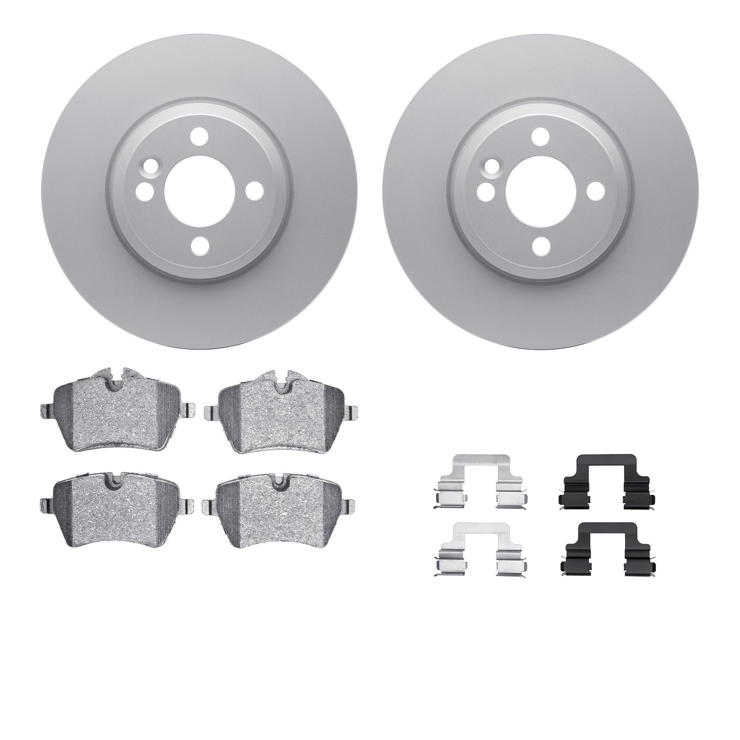 4512-32034 Geospec Brake Rotors w/5000 Advanced Brake Pads Kit & Hardware, 2007-2015 Mini, Position: Front