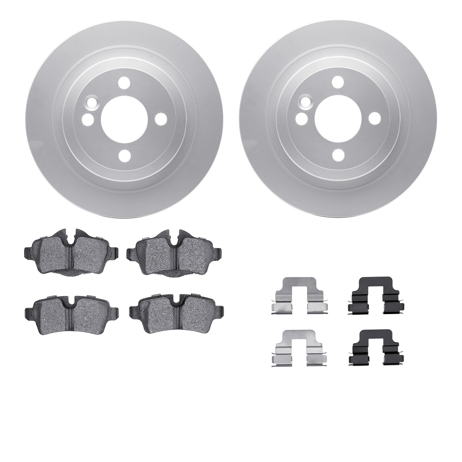 4512-32036 Geospec Brake Rotors w/5000 Advanced Brake Pads Kit & Hardware, 2009-2014 Mini, Position: Rear