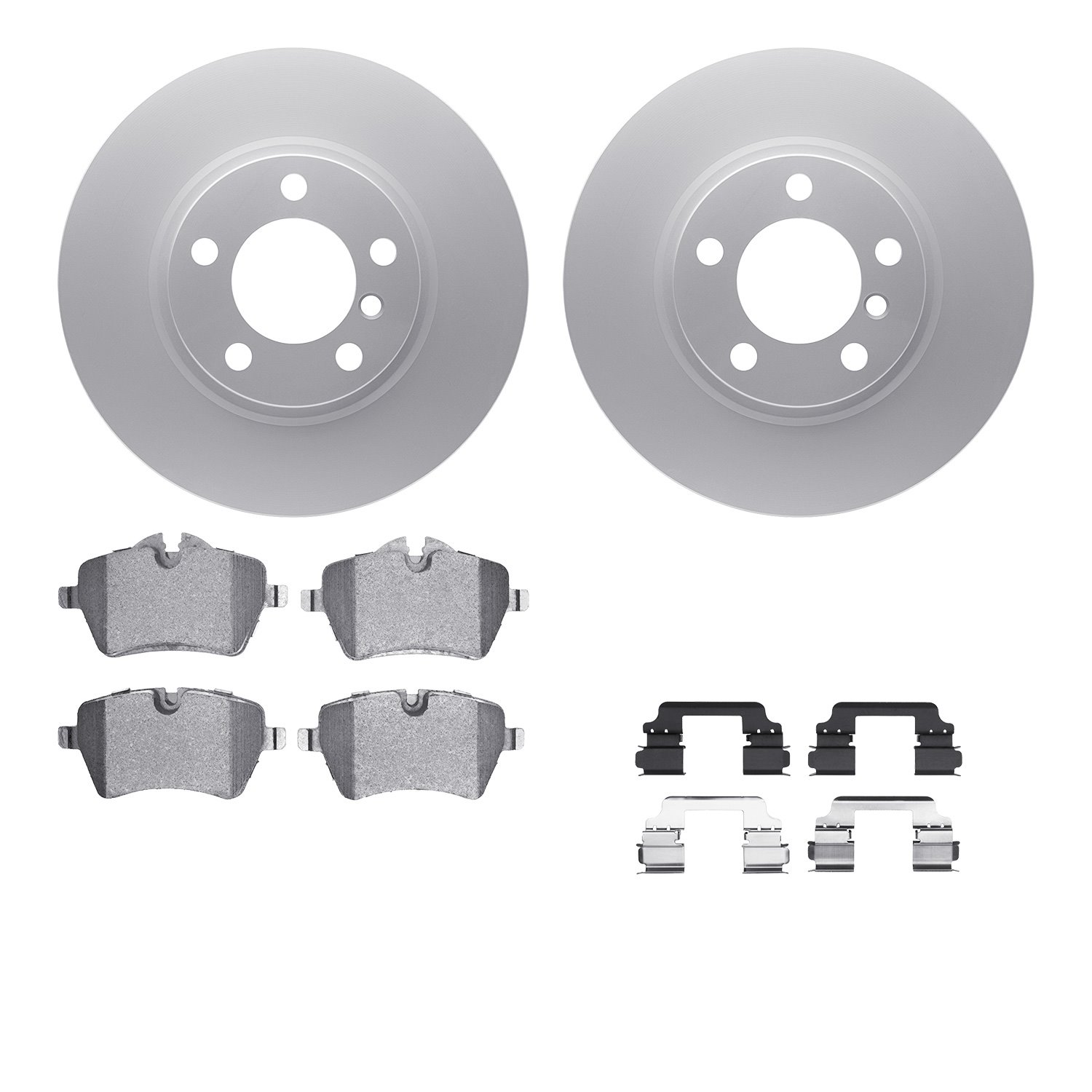 4512-32042 Geospec Brake Rotors w/5000 Advanced Brake Pads Kit & Hardware, 2013-2016 Mini, Position: Front