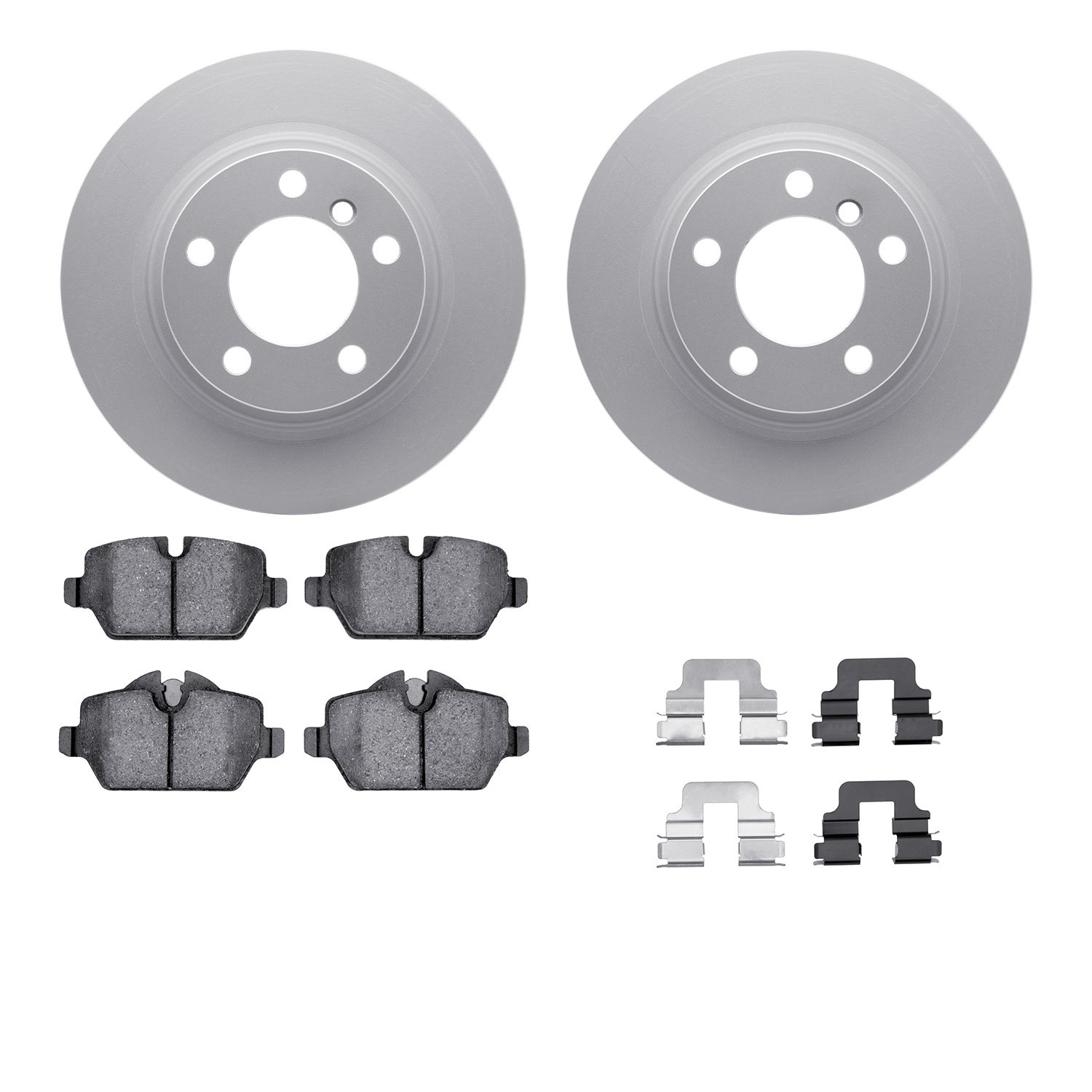 4512-32043 Geospec Brake Rotors w/5000 Advanced Brake Pads Kit & Hardware, 2013-2016 Mini, Position: Rear