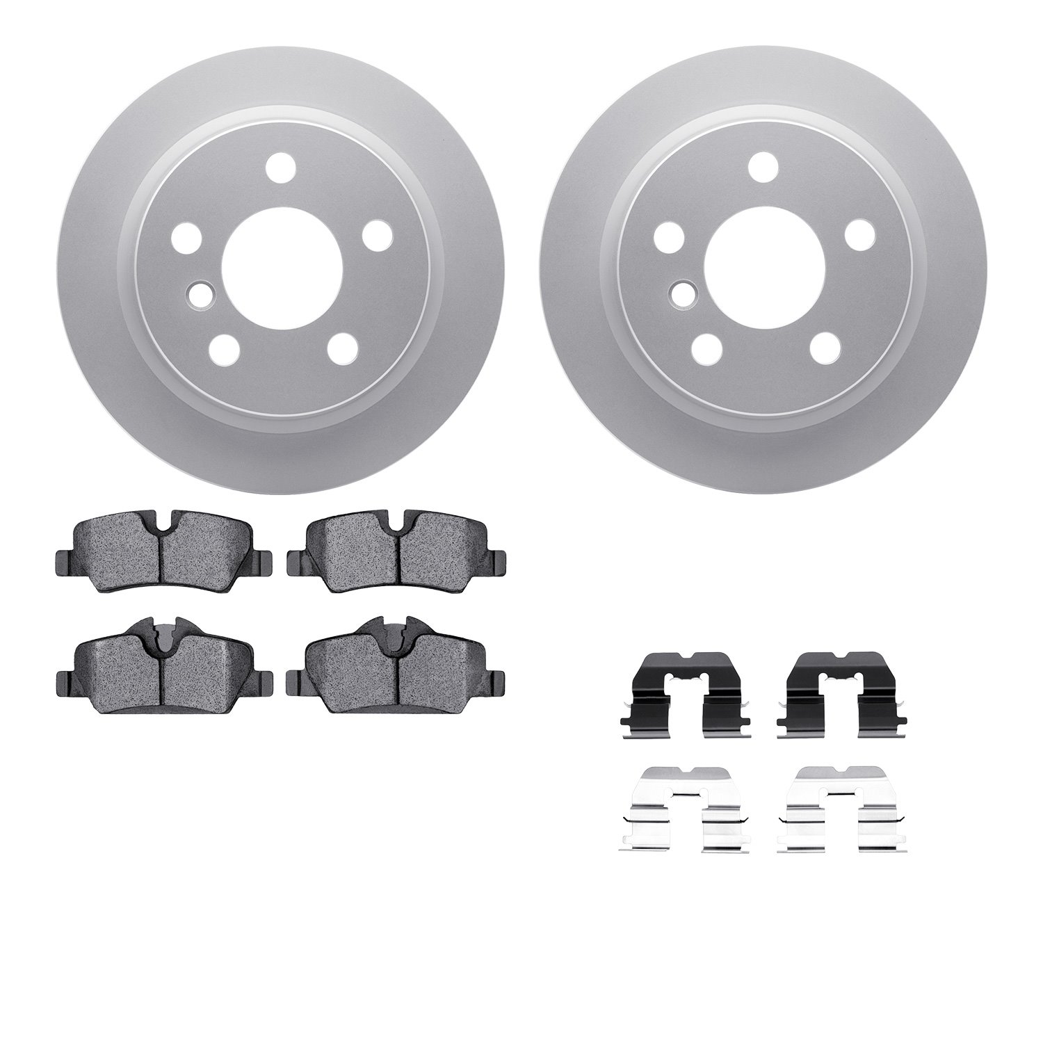 4512-32044 Geospec Brake Rotors w/5000 Advanced Brake Pads Kit & Hardware, Fits Select Mini, Position: Rear