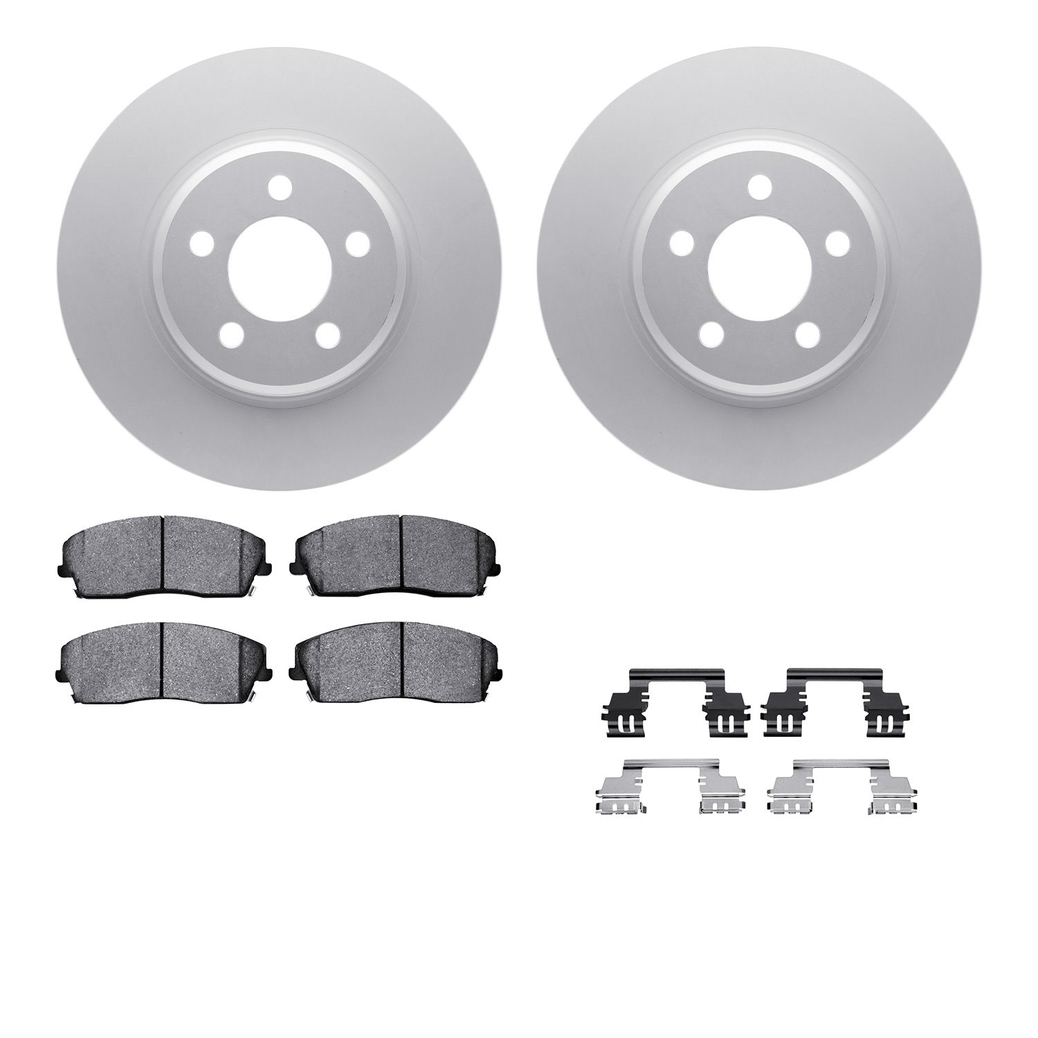 4512-39040 Geospec Brake Rotors w/5000 Advanced Brake Pads Kit & Hardware, Fits Select Mopar, Position: Front