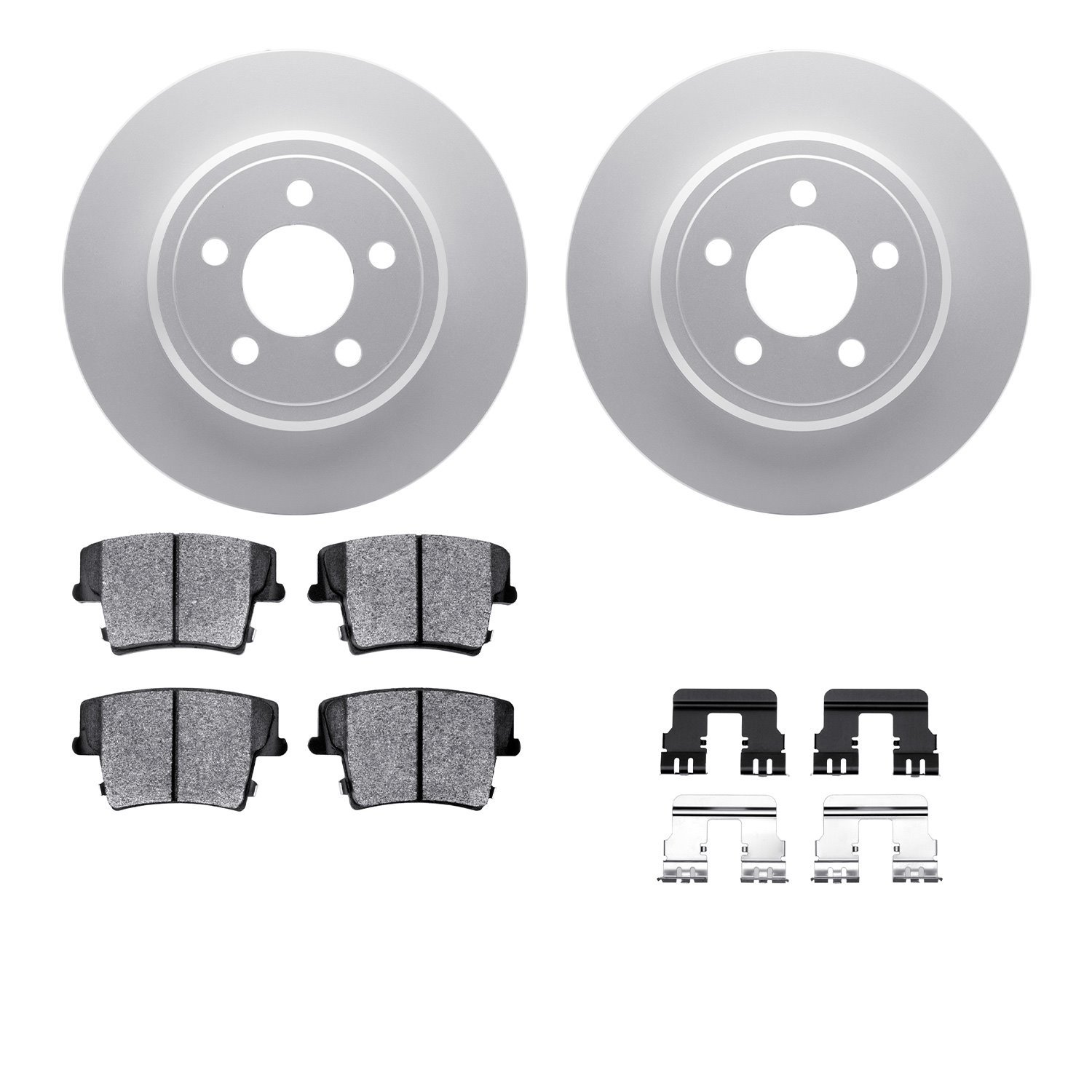 4512-39042 Geospec Brake Rotors w/5000 Advanced Brake Pads Kit & Hardware, Fits Select Mopar, Position: Rear