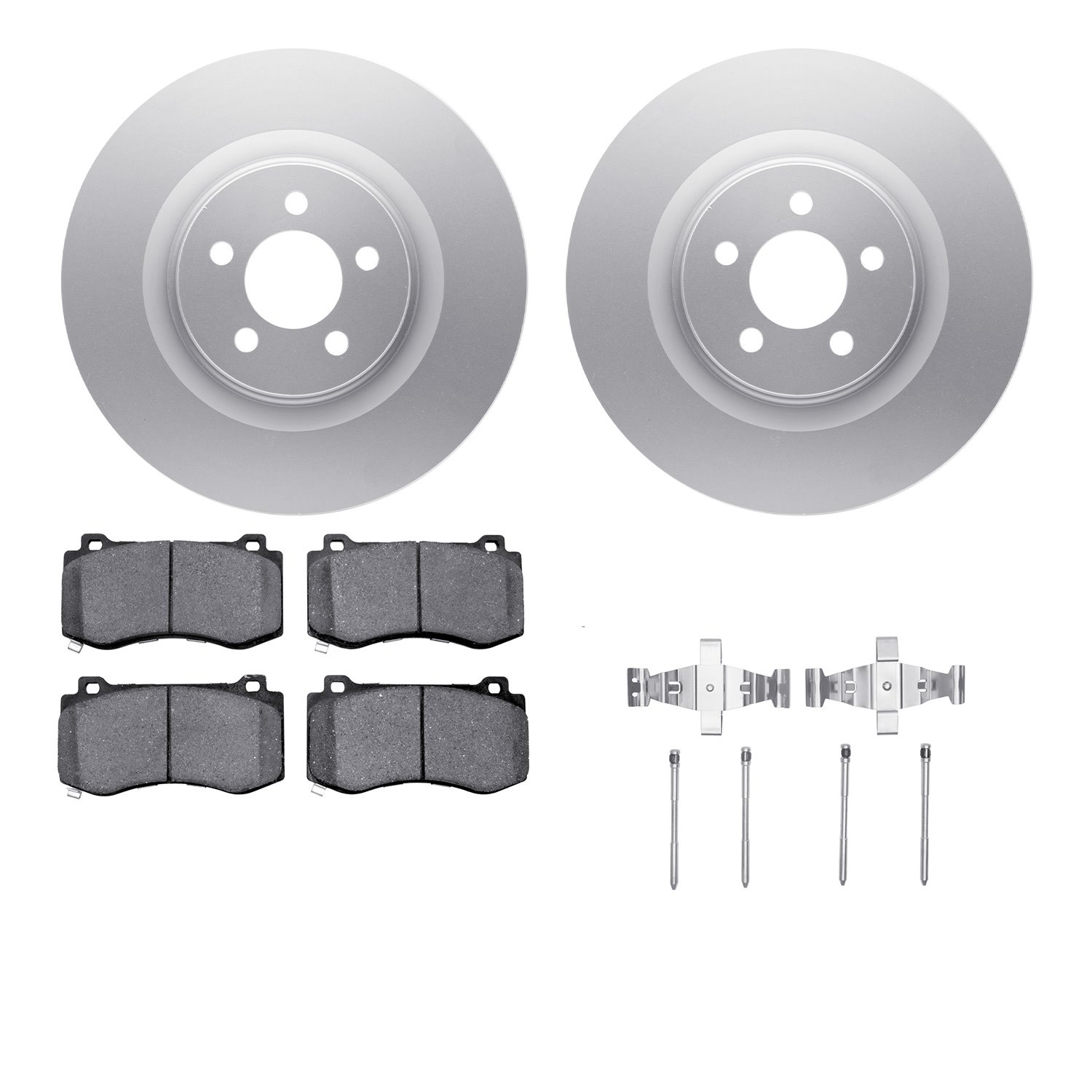 4512-39049 Geospec Brake Rotors w/5000 Advanced Brake Pads Kit & Hardware, Fits Select Mopar, Position: Front
