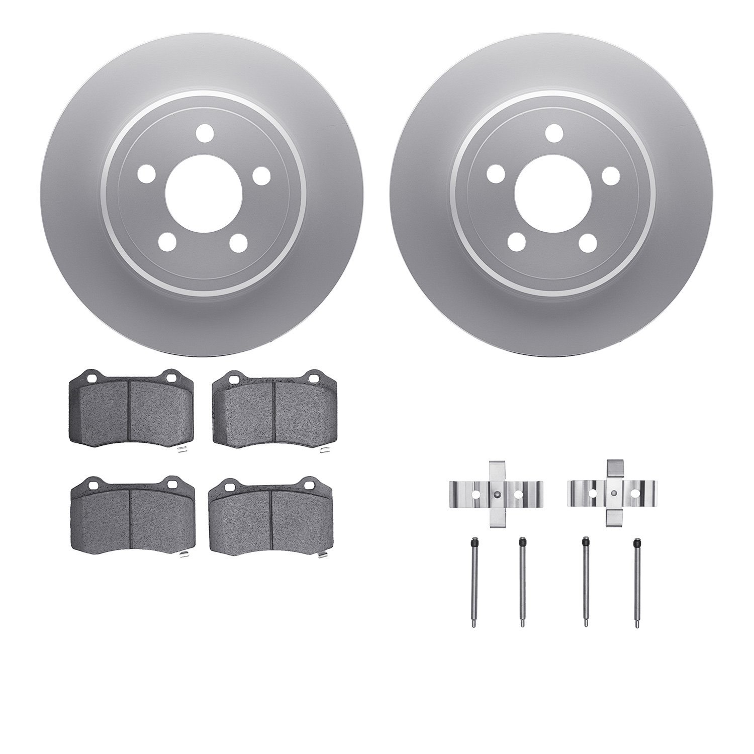 4512-39050 Geospec Brake Rotors w/5000 Advanced Brake Pads Kit & Hardware, Fits Select Mopar, Position: Rear