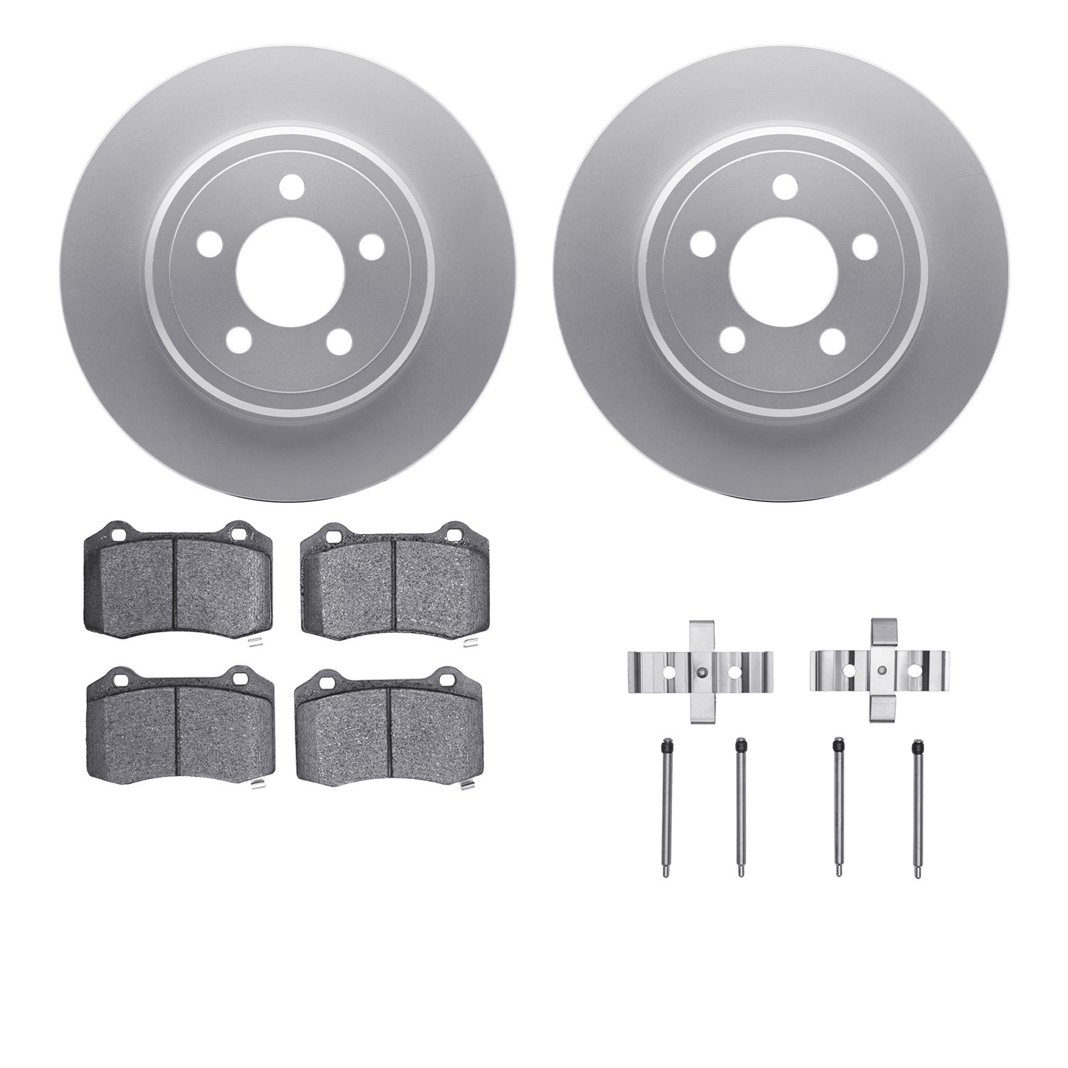 4512-39051 Geospec Brake Rotors w/5000 Advanced Brake Pads Kit & Hardware, 2005-2020 Mopar, Position: Rear