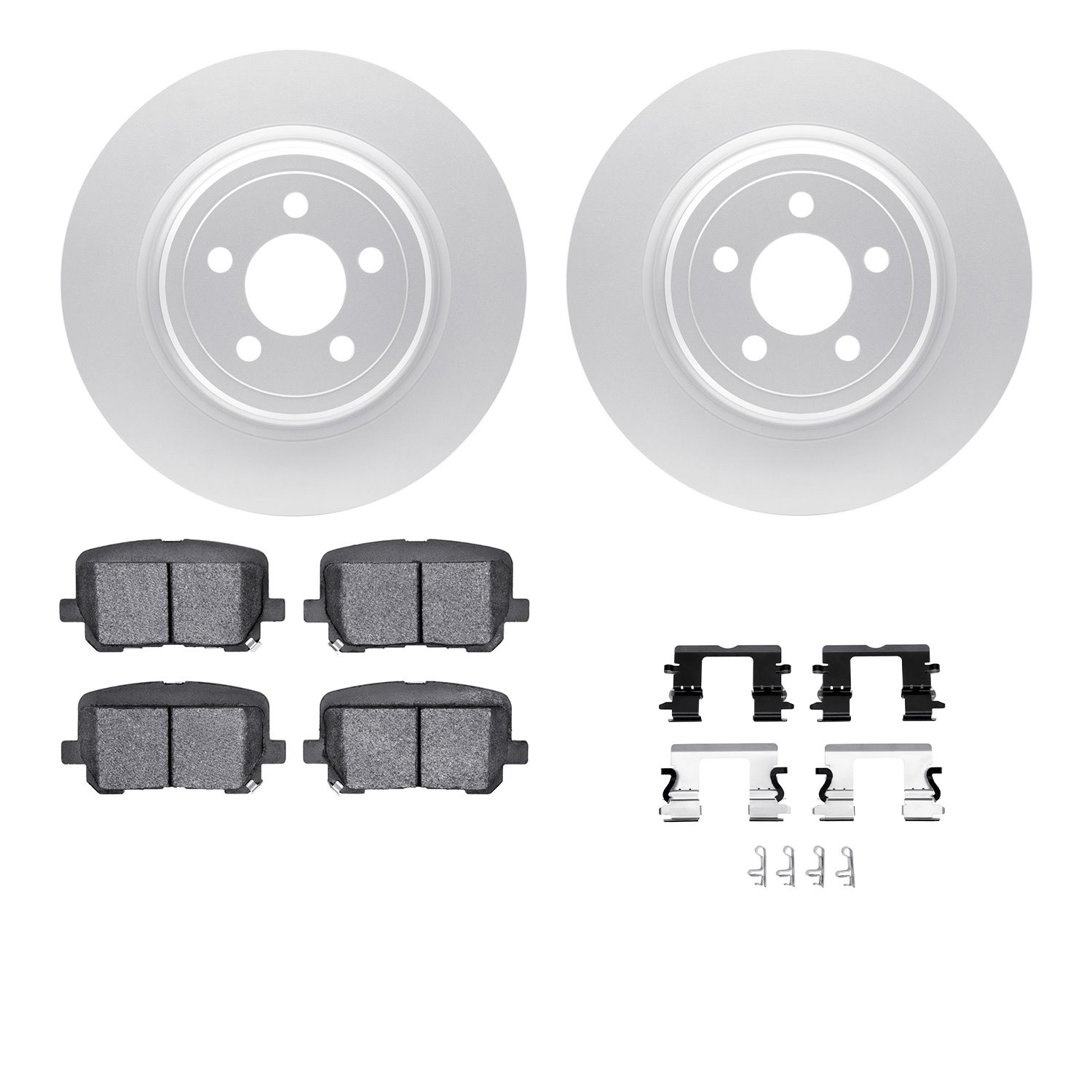 4512-39053 Geospec Brake Rotors w/5000 Advanced Brake Pads Kit & Hardware, Fits Select Mopar, Position: Rear