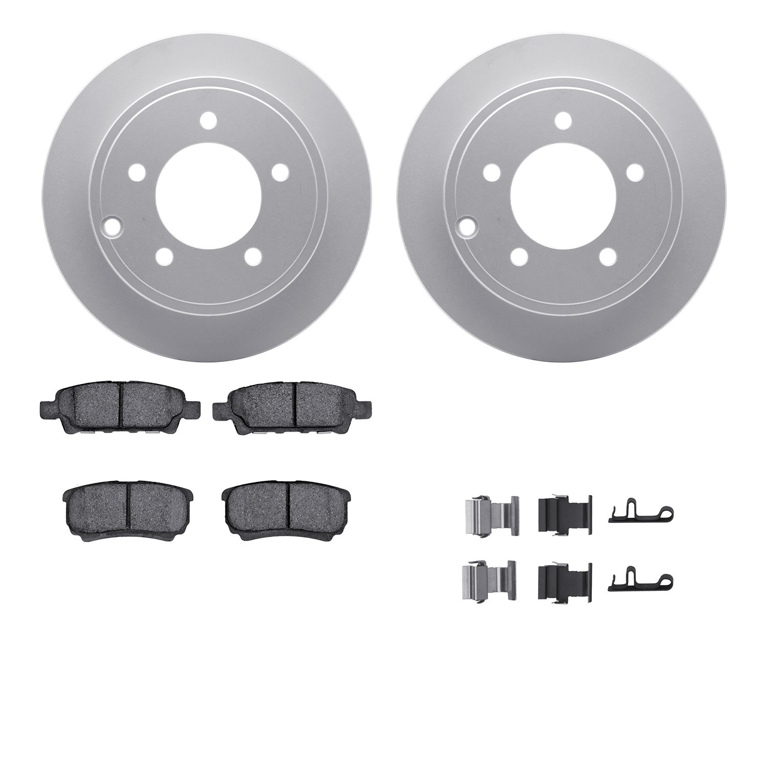 4512-39054 Geospec Brake Rotors w/5000 Advanced Brake Pads Kit & Hardware, 2007-2017 Multiple Makes/Models, Position: Rear