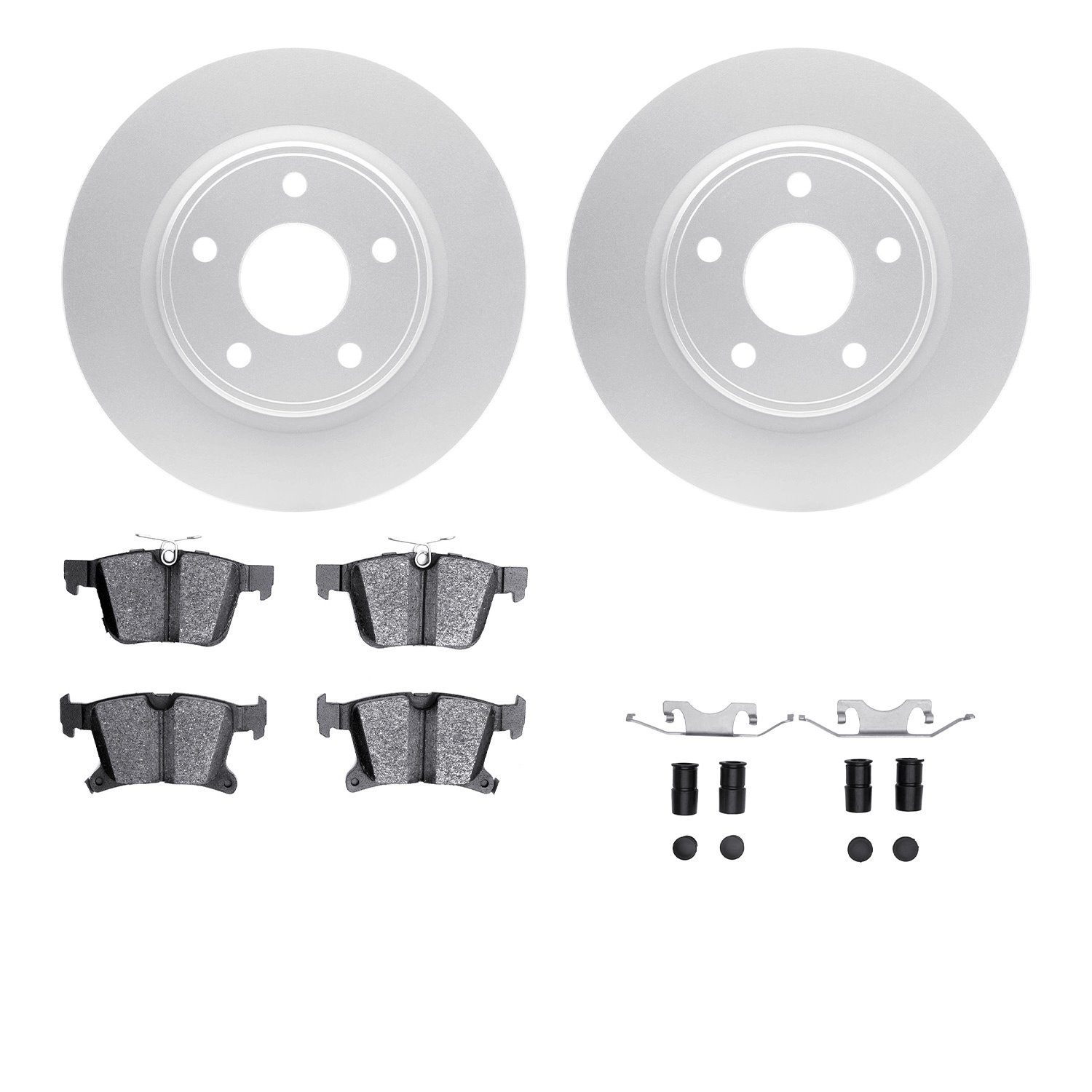 4512-39068 Geospec Brake Rotors w/5000 Advanced Brake Pads Kit & Hardware, Fits Select Mopar, Position: Rear
