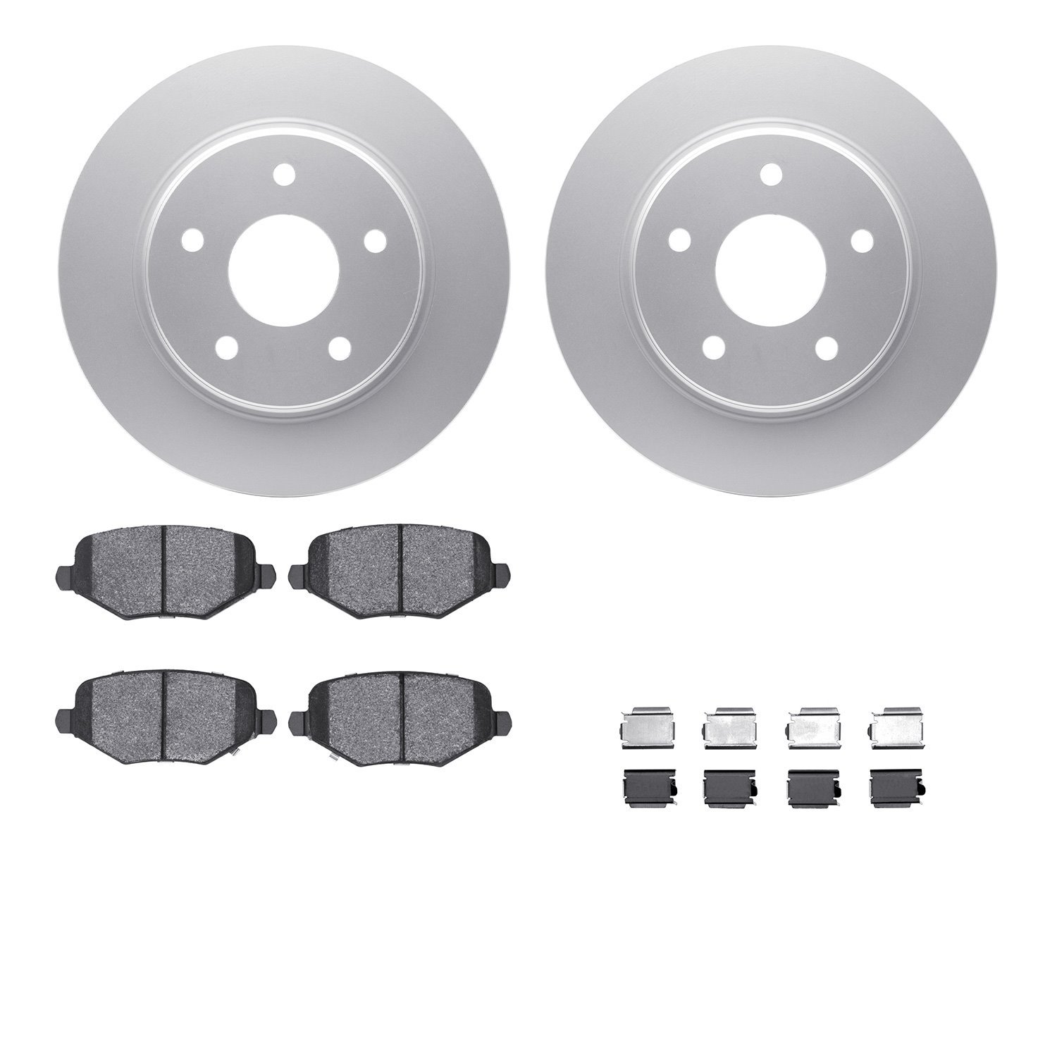 4512-40148 Geospec Brake Rotors w/5000 Advanced Brake Pads Kit & Hardware, 2009-2014 Multiple Makes/Models, Position: Rear