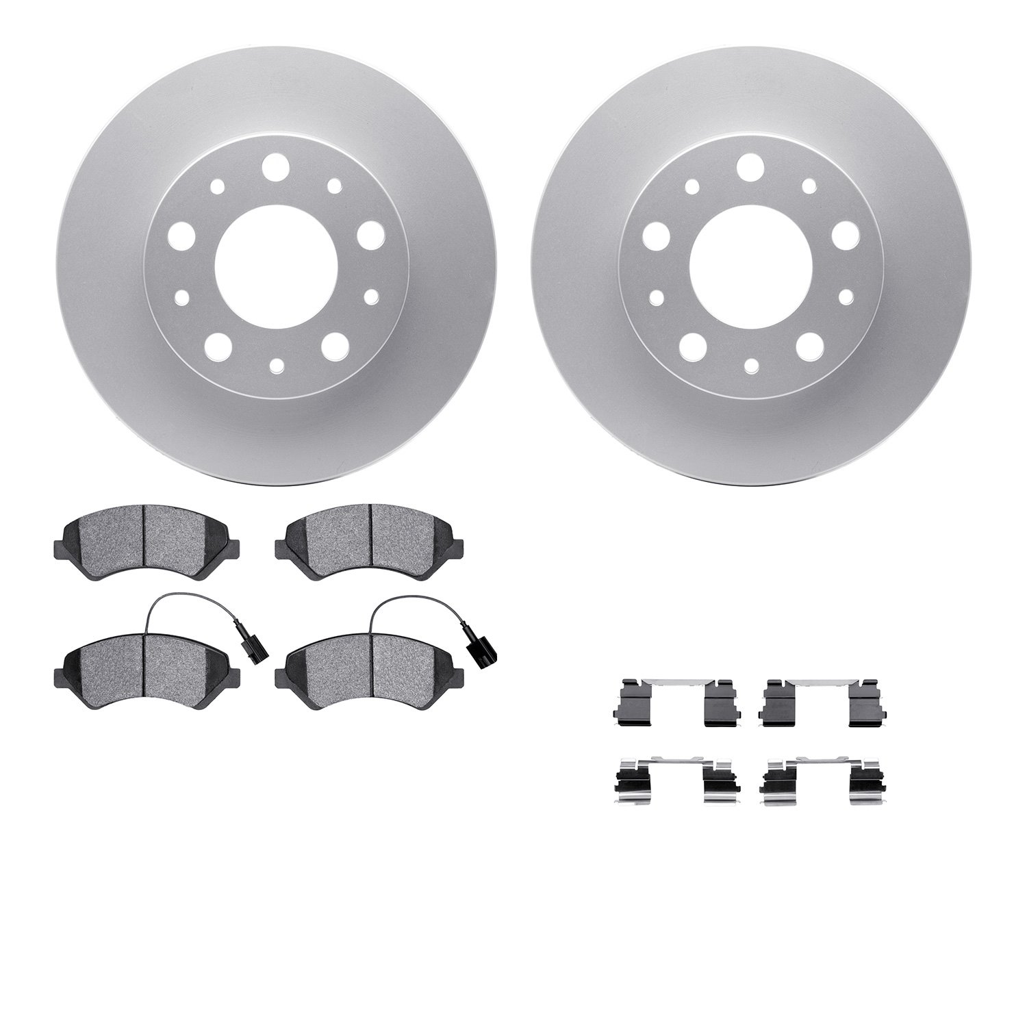 4512-40154 Geospec Brake Rotors w/5000 Advanced Brake Pads Kit & Hardware, 2014-2021 Mopar, Position: Front