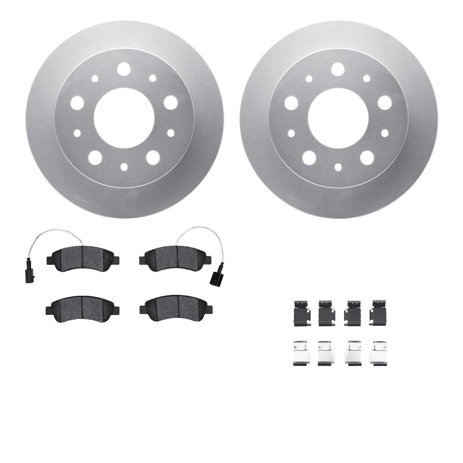 4512-40155 Geospec Brake Rotors w/5000 Advanced Brake Pads Kit & Hardware, 2014-2021 Mopar, Position: Rear