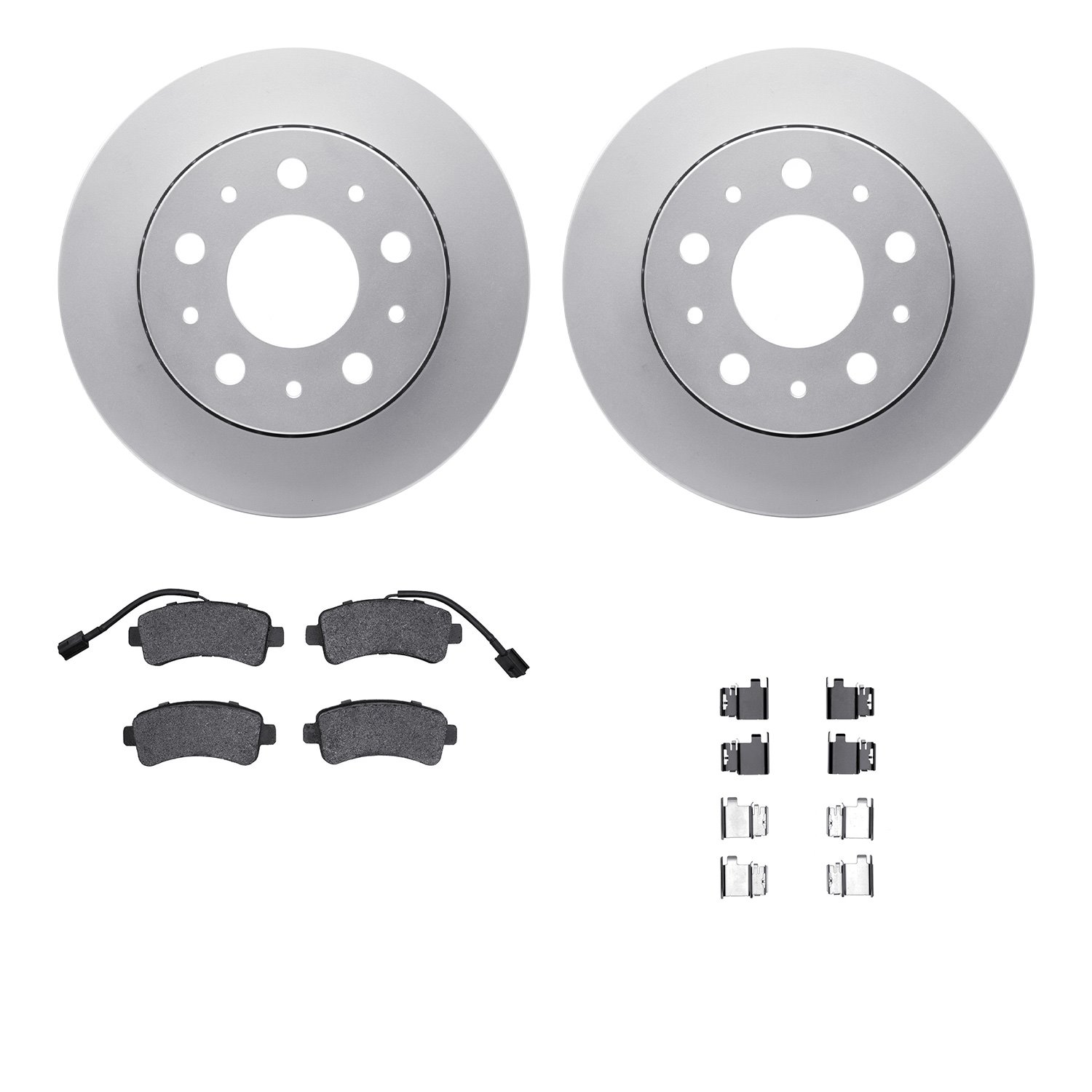 4512-40158 Geospec Brake Rotors w/5000 Advanced Brake Pads Kit & Hardware, 2014-2021 Mopar, Position: Rear