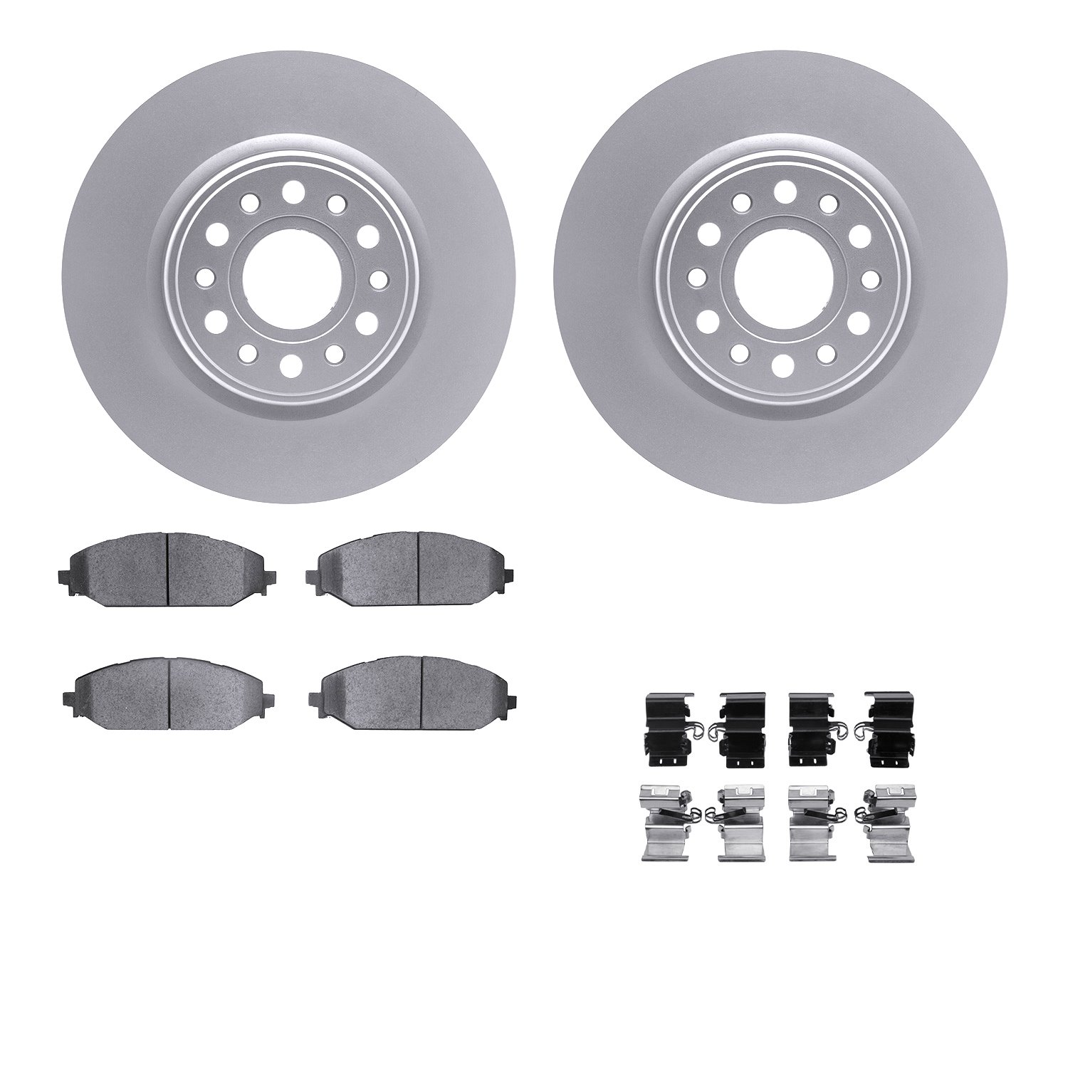 4512-40162 Geospec Brake Rotors w/5000 Advanced Brake Pads Kit & Hardware, Fits Select Mopar, Position: Front
