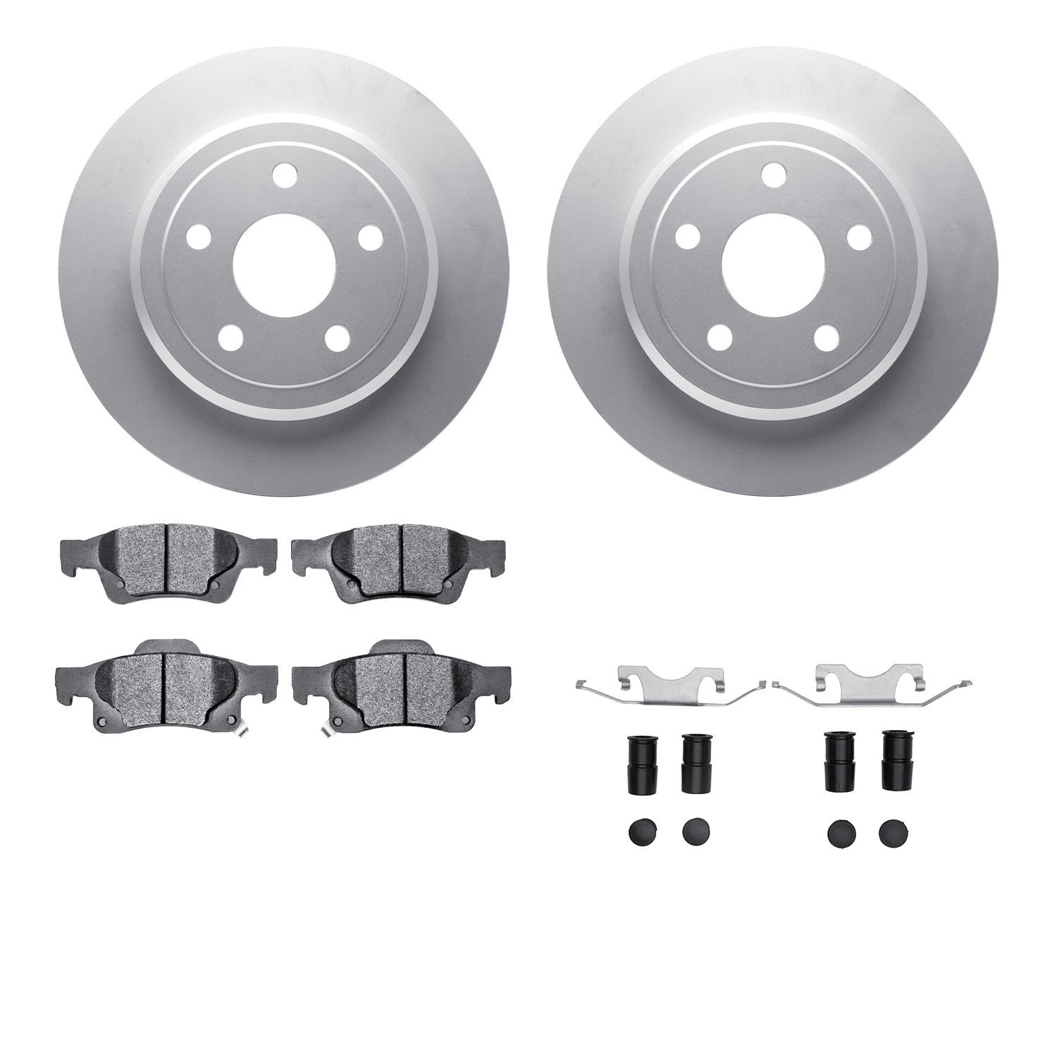 4512-42047 Geospec Brake Rotors w/5000 Advanced Brake Pads Kit & Hardware, Fits Select Mopar, Position: Rear