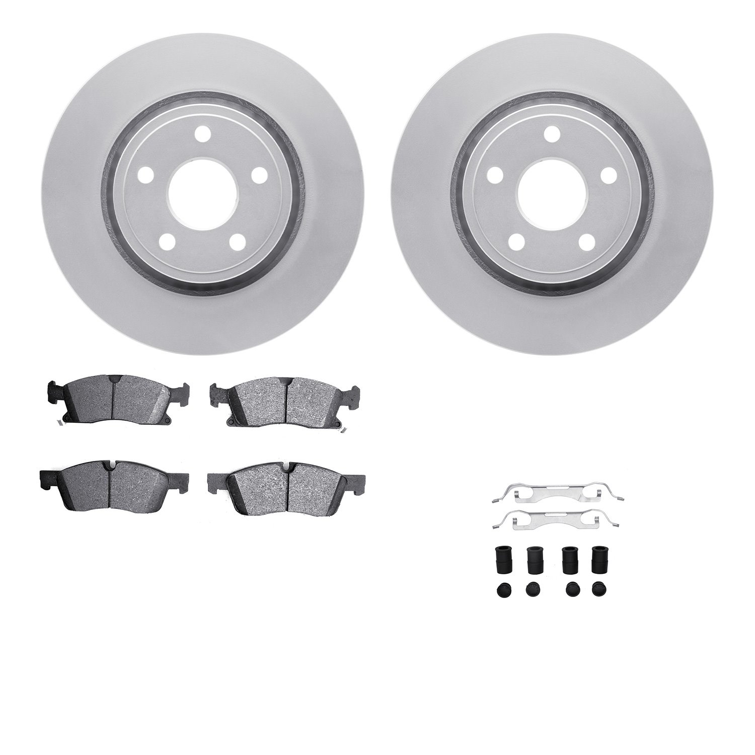 4512-42052 Geospec Brake Rotors w/5000 Advanced Brake Pads Kit & Hardware, Fits Select Mopar, Position: Front