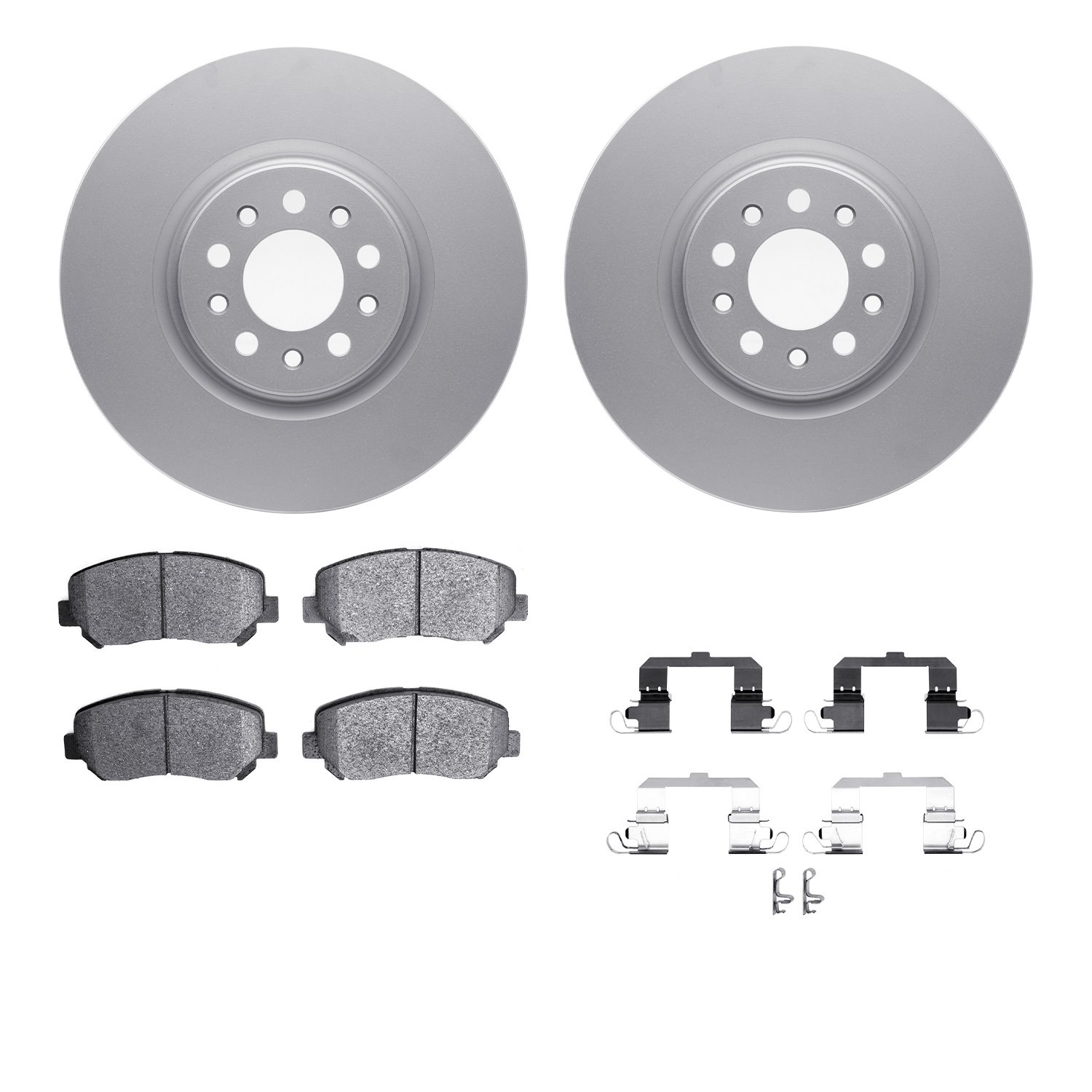 4512-42062 Geospec Brake Rotors w/5000 Advanced Brake Pads Kit & Hardware, 2015-2015 Mopar, Position: Front
