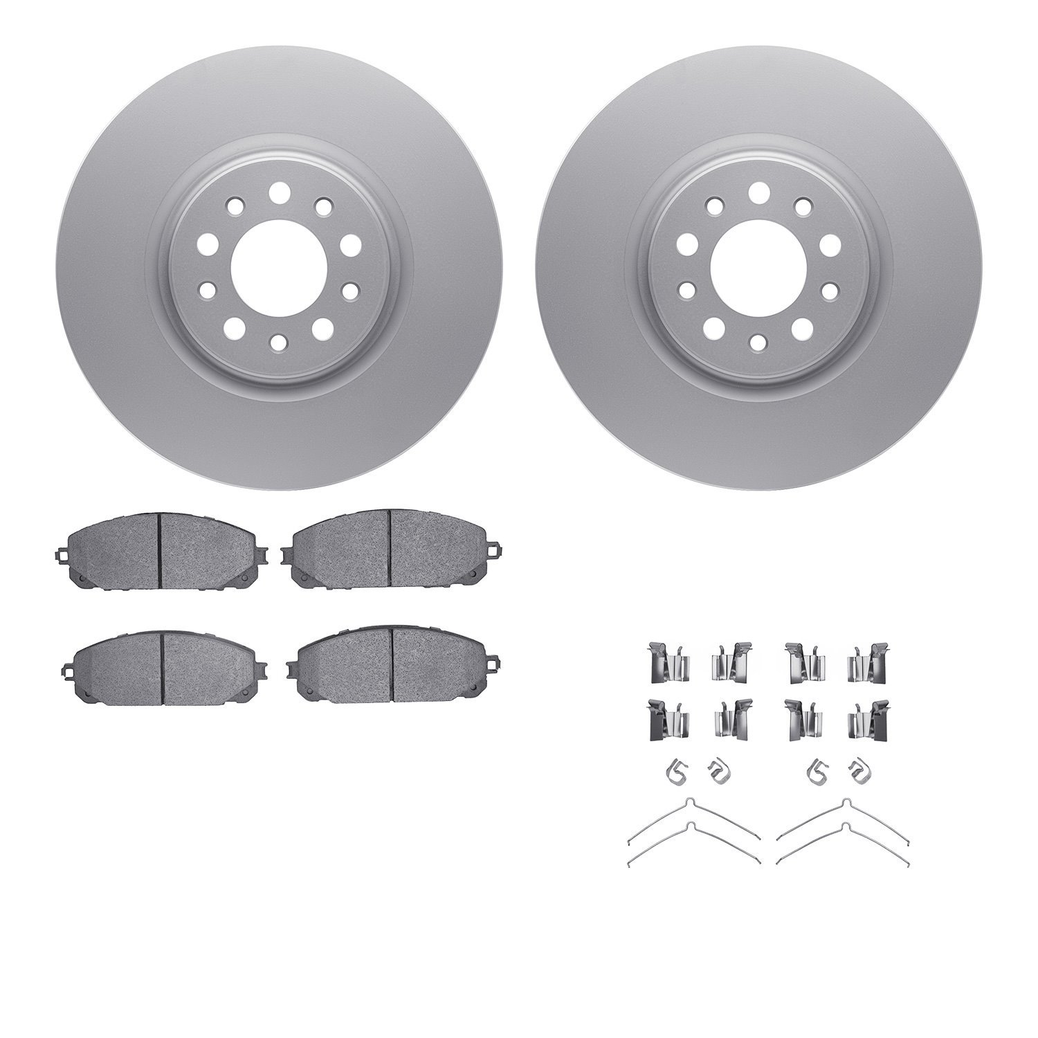 4512-42065 Geospec Brake Rotors w/5000 Advanced Brake Pads Kit & Hardware, 2015-2020 Mopar, Position: Front
