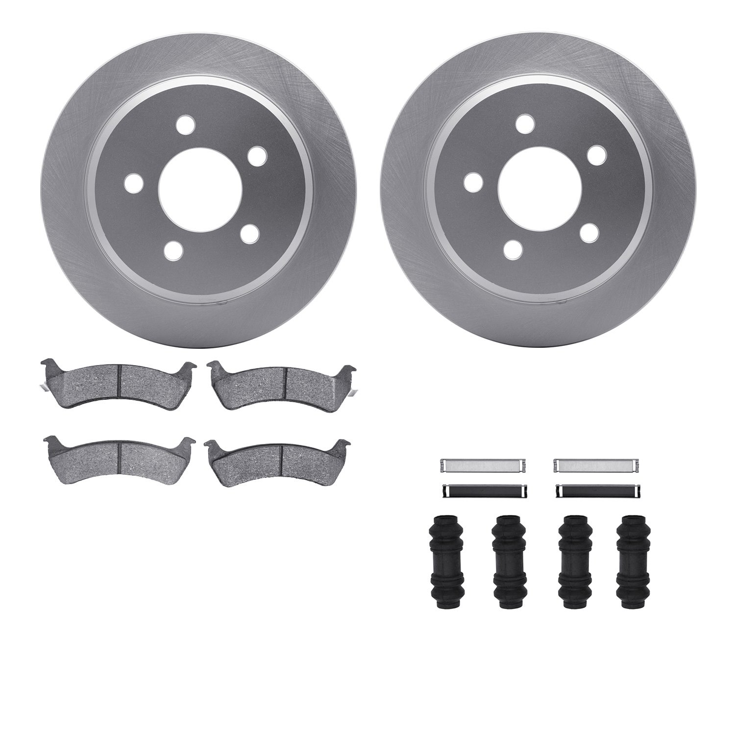 4512-42075 Geospec Brake Rotors w/5000 Advanced Brake Pads Kit & Hardware, 1993-1994 Mopar, Position: Rear