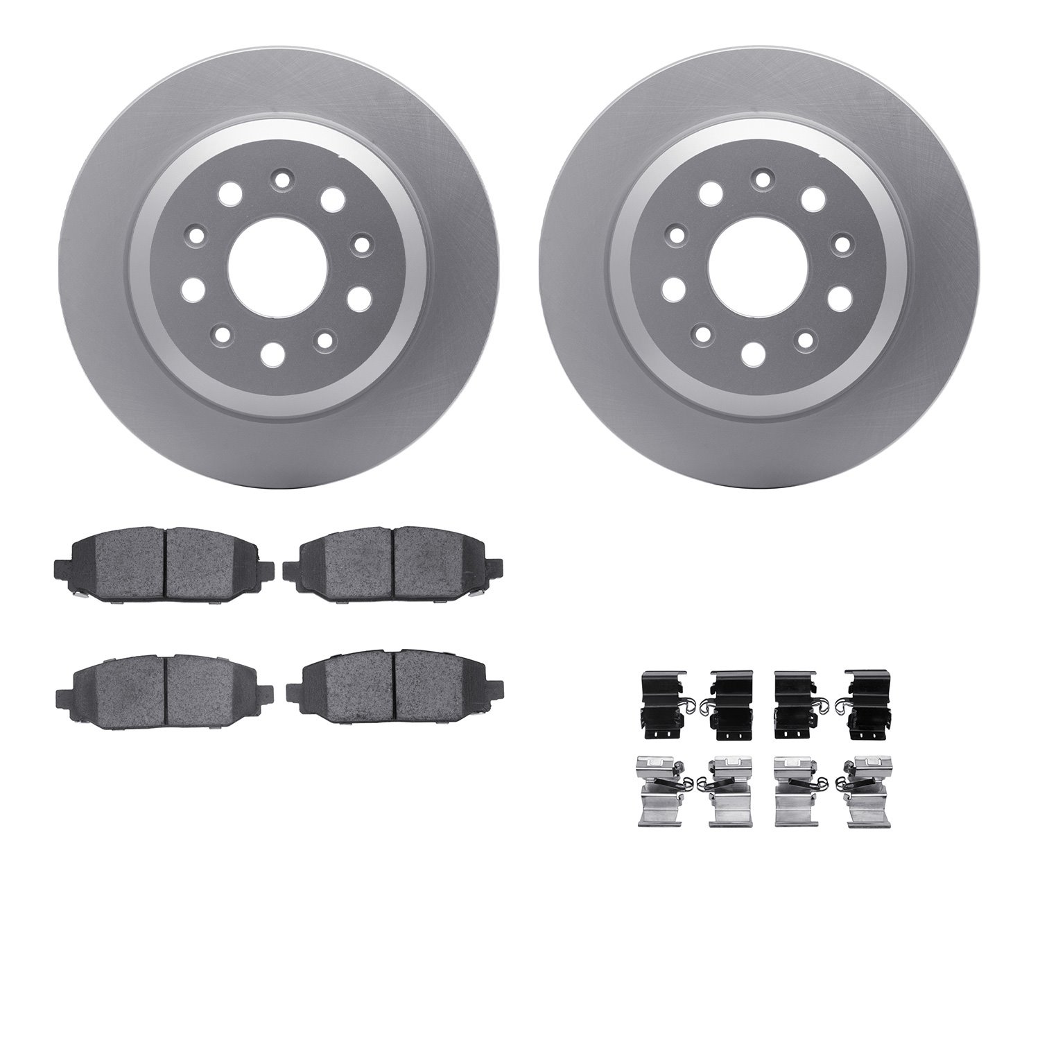 4512-42093 Geospec Brake Rotors w/5000 Advanced Brake Pads Kit & Hardware, Fits Select Mopar, Position: Rear