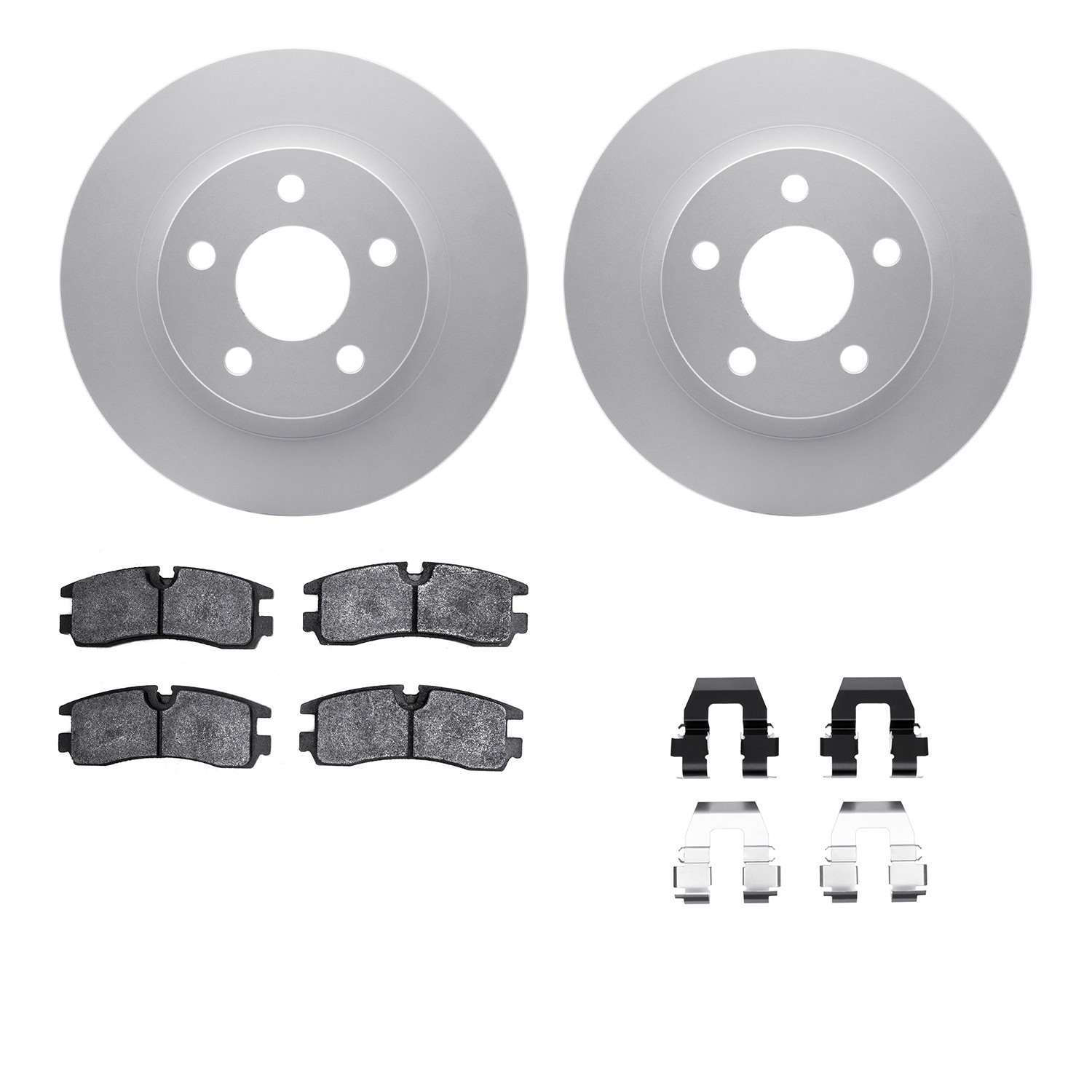 4512-45043 Geospec Brake Rotors w/5000 Advanced Brake Pads Kit & Hardware, 1998-2003 GM, Position: Rear