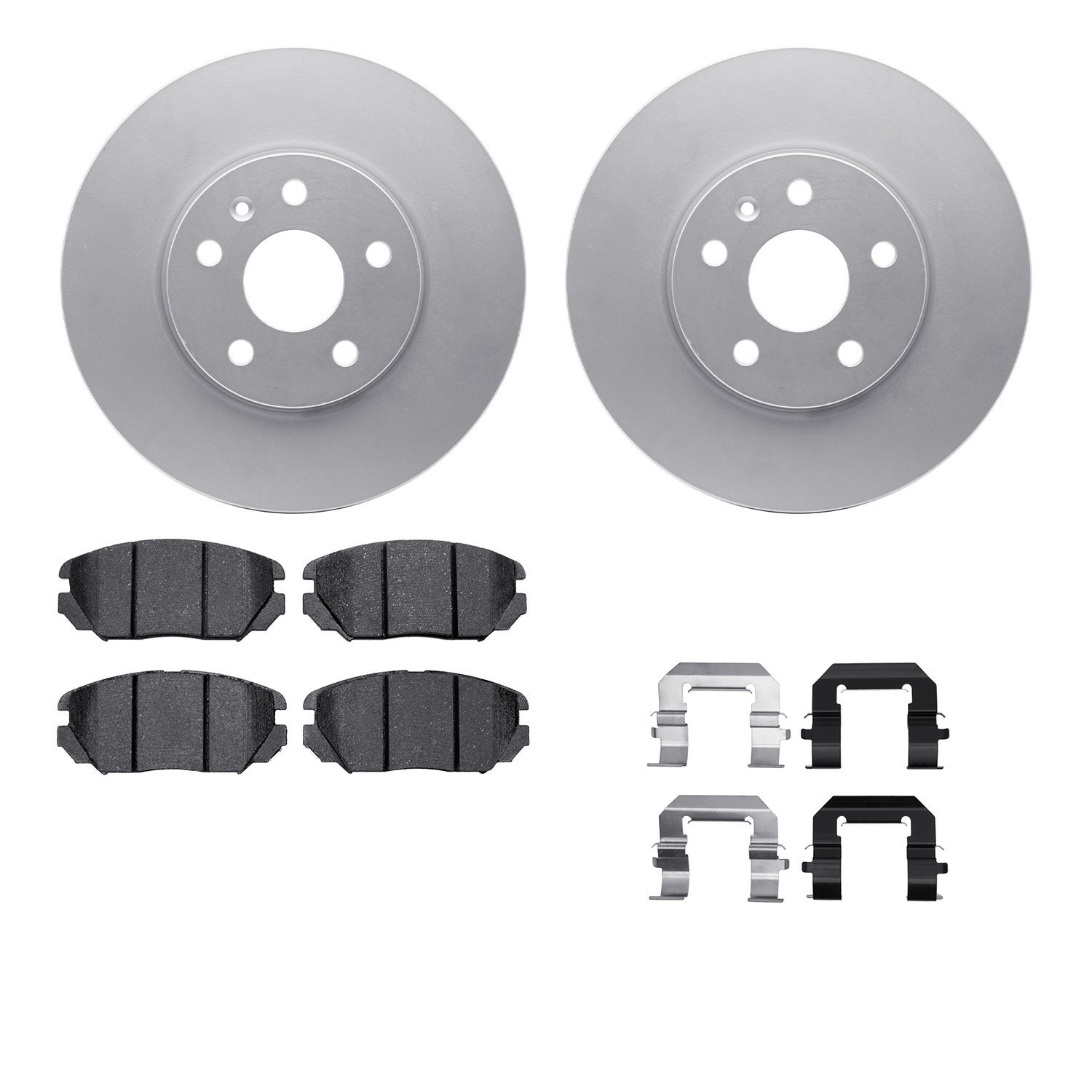 4512-45053 Geospec Brake Rotors w/5000 Advanced Brake Pads Kit & Hardware, 2010-2017 GM, Position: Front