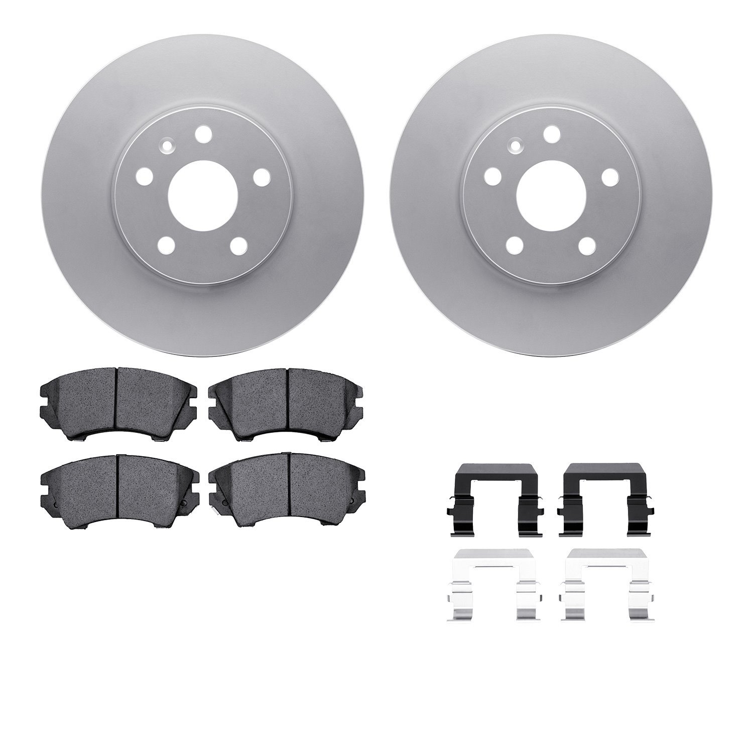 4512-45054 Geospec Brake Rotors w/5000 Advanced Brake Pads Kit & Hardware, 2010-2015 GM, Position: Front