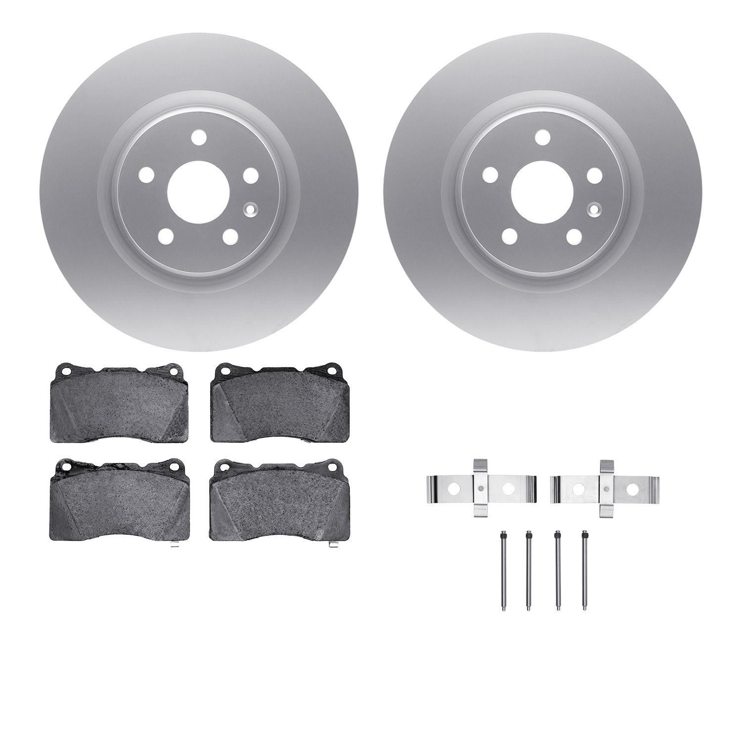 4512-45057 Geospec Brake Rotors w/5000 Advanced Brake Pads Kit & Hardware, 2012-2013 GM, Position: Front