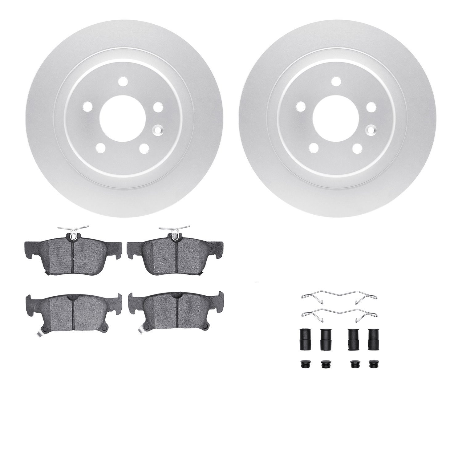 4512-45069 Geospec Brake Rotors w/5000 Advanced Brake Pads Kit & Hardware, 2016-2018 GM, Position: Rear