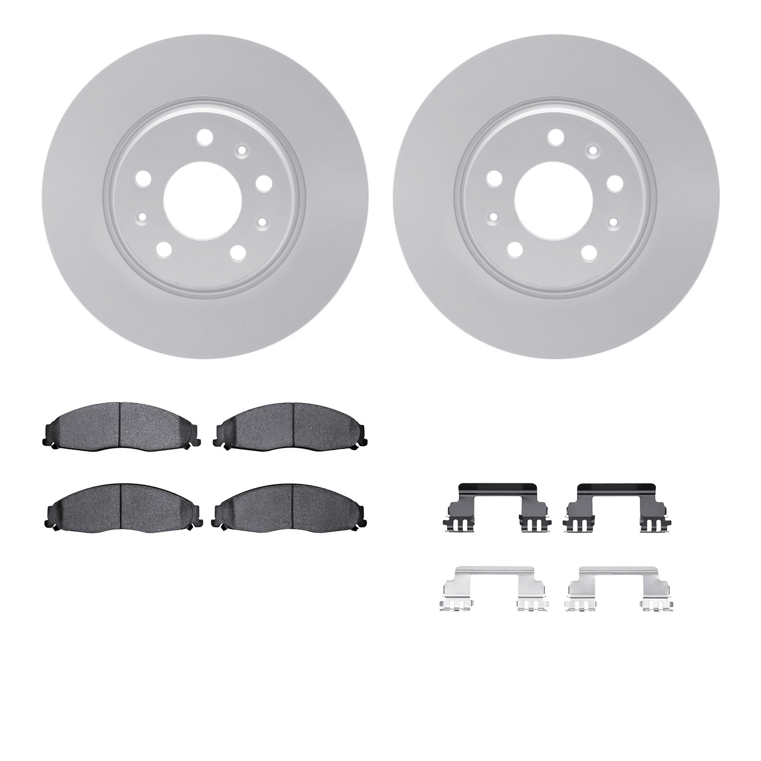 4512-46067 Geospec Brake Rotors w/5000 Advanced Brake Pads Kit & Hardware, 2005-2008 GM, Position: Front