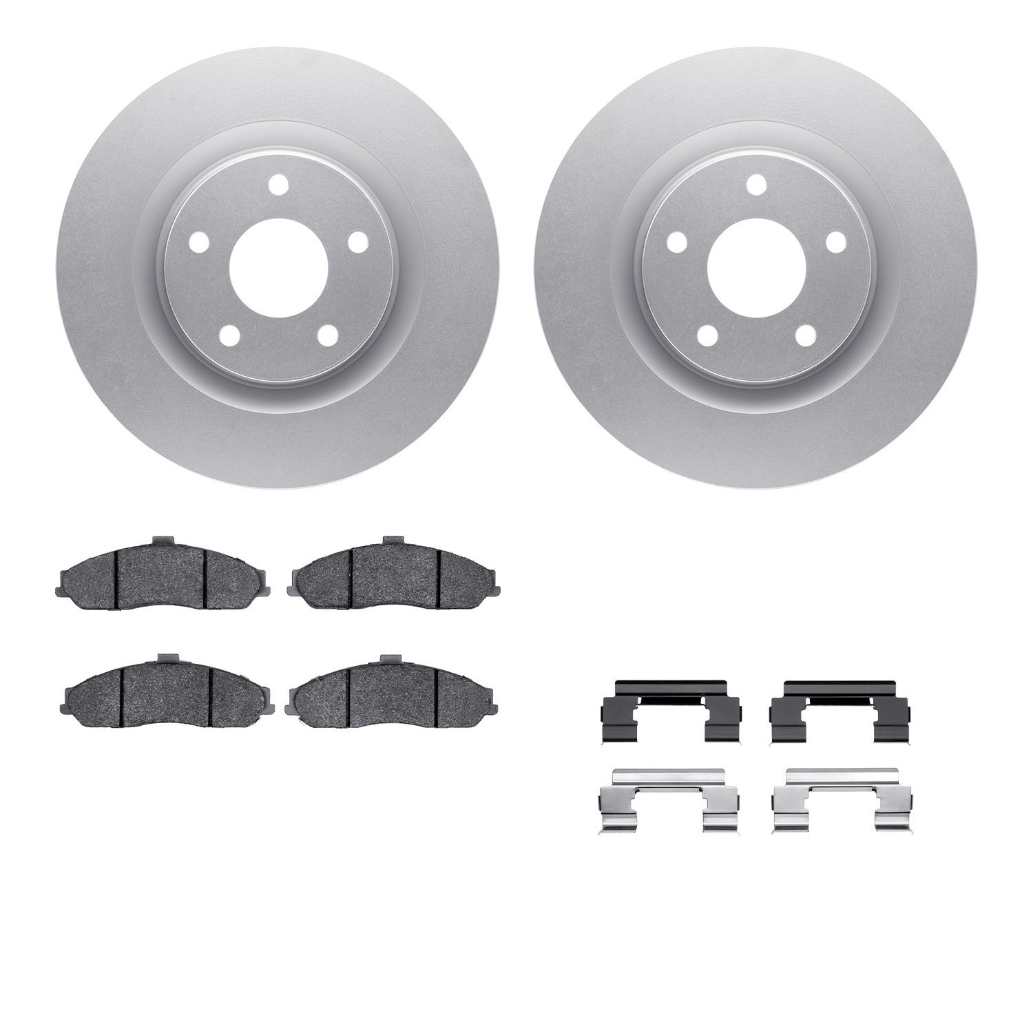 4512-46079 Geospec Brake Rotors w/5000 Advanced Brake Pads Kit & Hardware, 2005-2009 GM, Position: Front