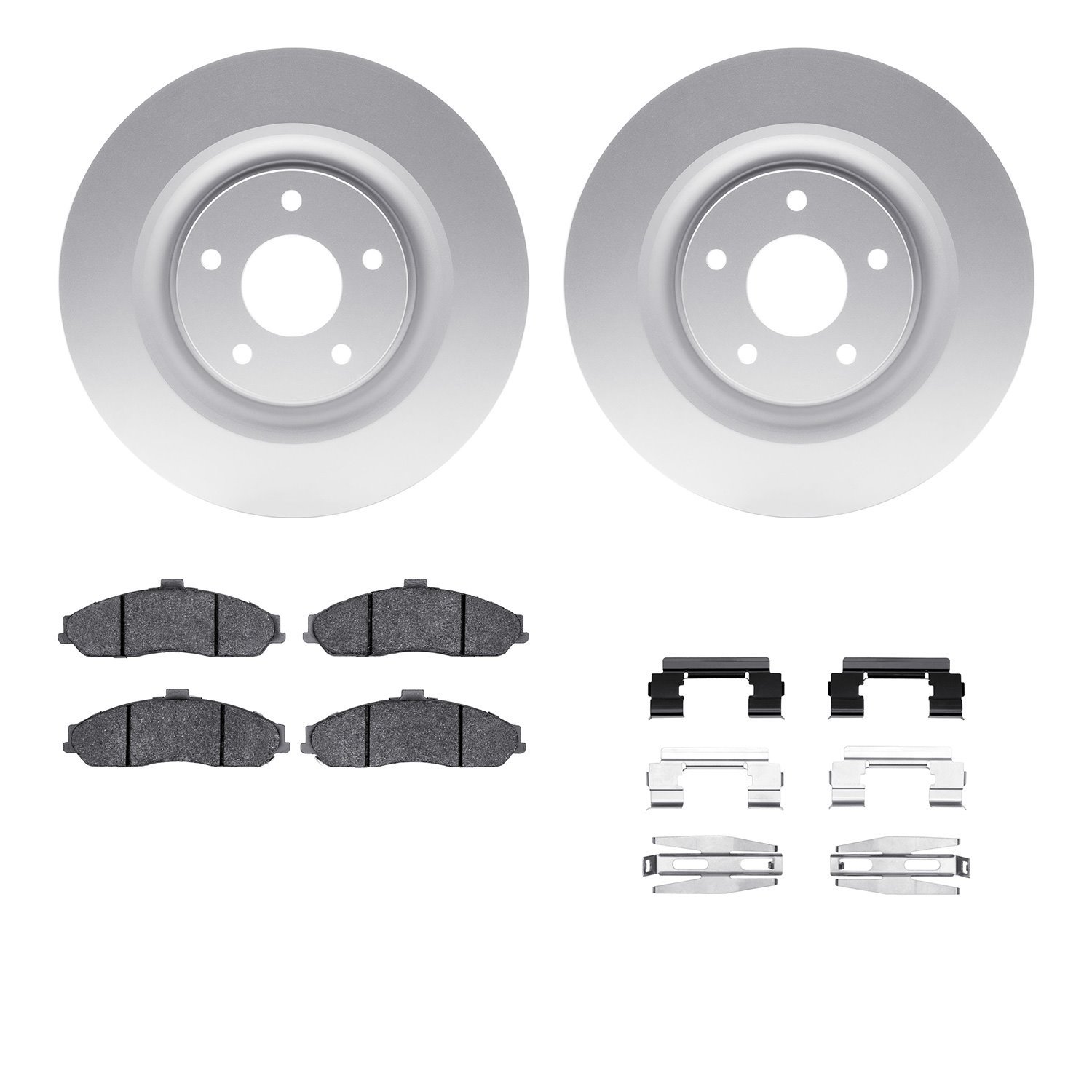 4512-46081 Geospec Brake Rotors w/5000 Advanced Brake Pads Kit & Hardware, 2010-2010 GM, Position: Front
