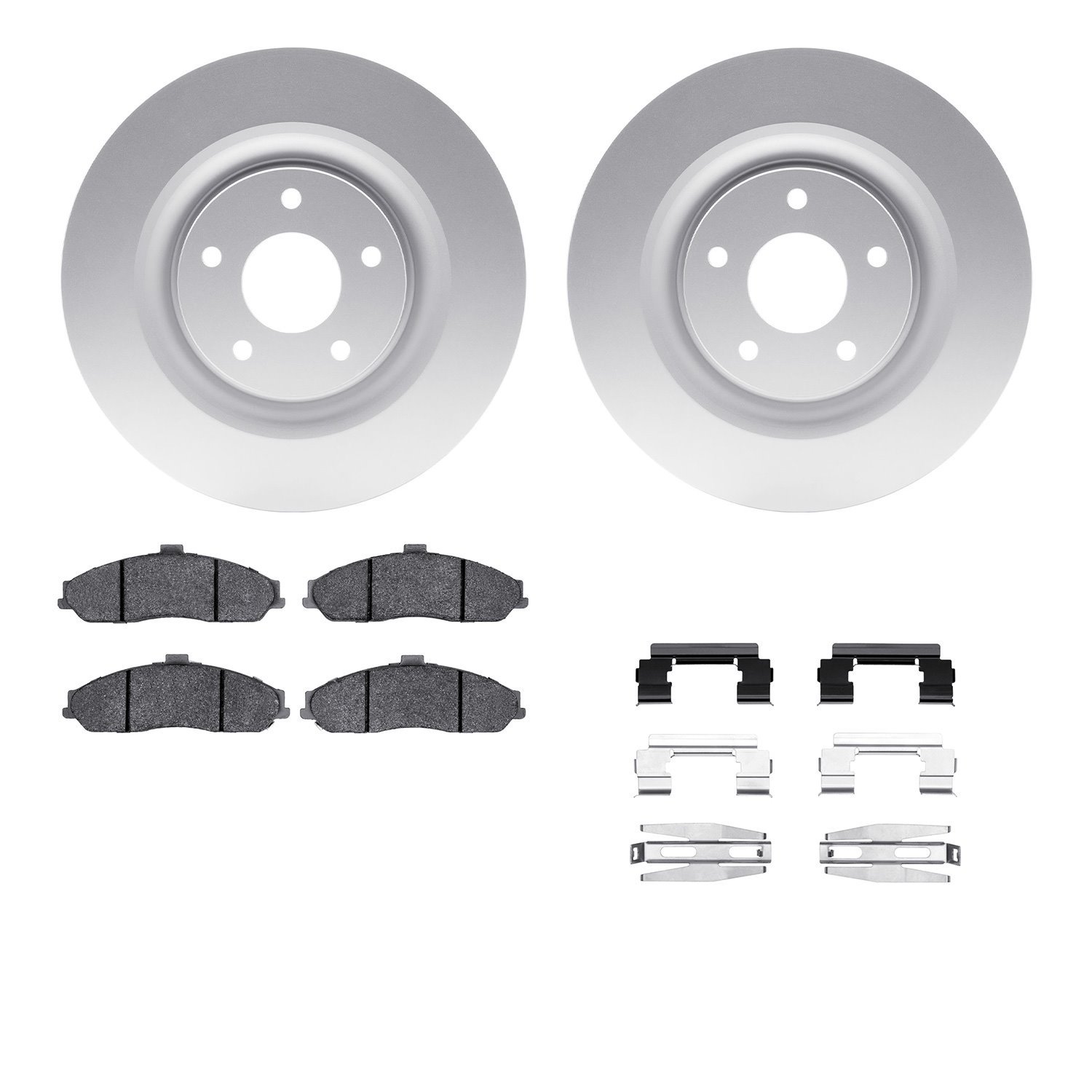 4512-46082 Geospec Brake Rotors w/5000 Advanced Brake Pads Kit & Hardware, 2011-2013 GM, Position: Front