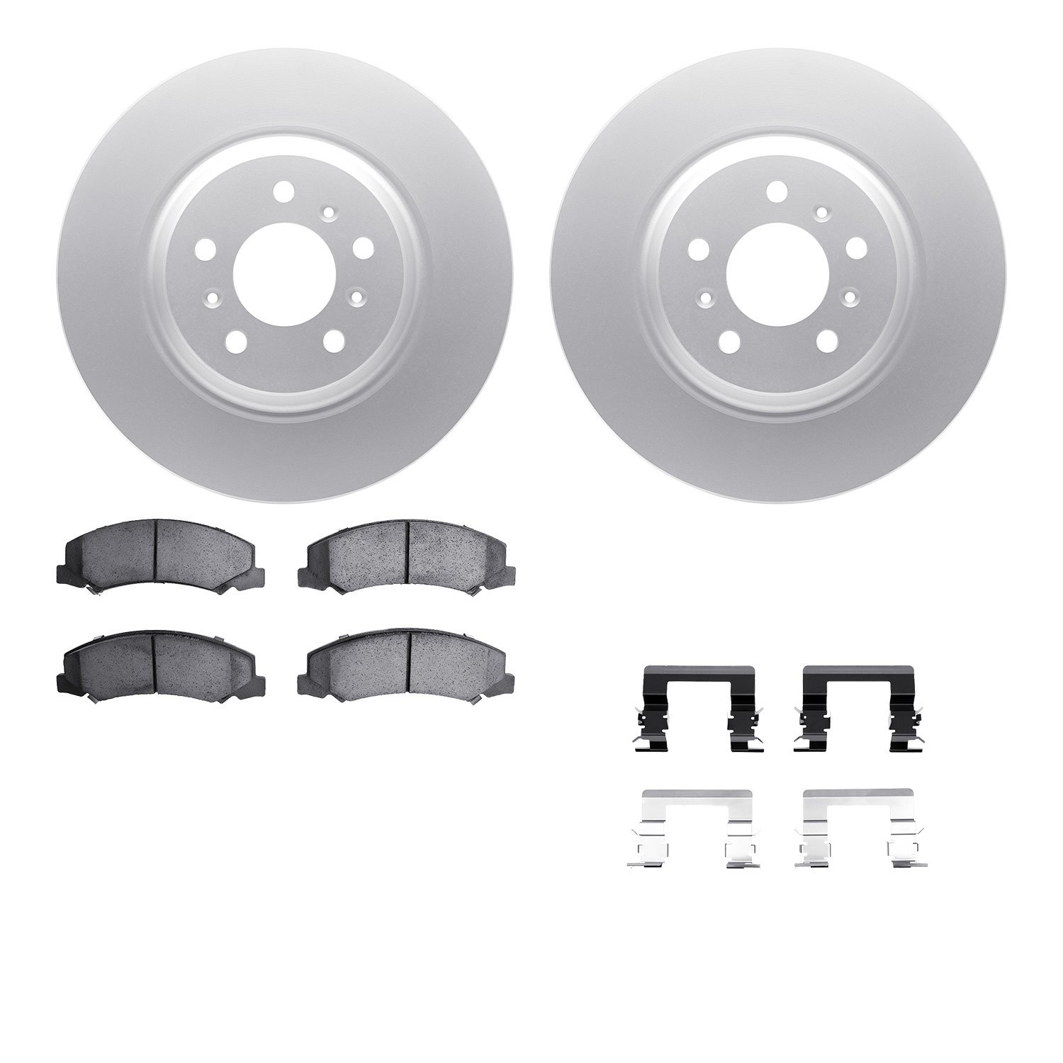 4512-46089 Geospec Brake Rotors w/5000 Advanced Brake Pads Kit & Hardware, 2006-2011 GM, Position: Front