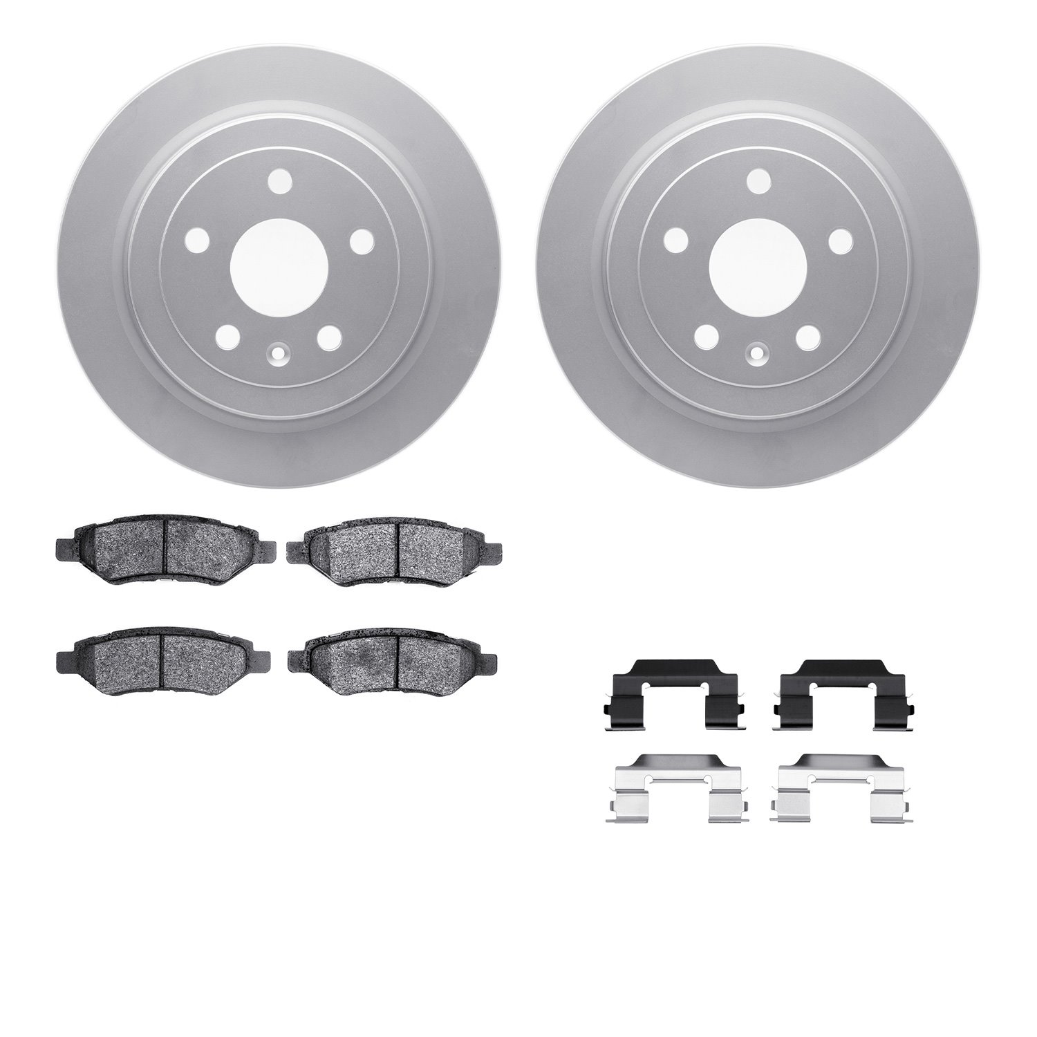 4512-46092 Geospec Brake Rotors w/5000 Advanced Brake Pads Kit & Hardware, 2008-2015 GM, Position: Rear