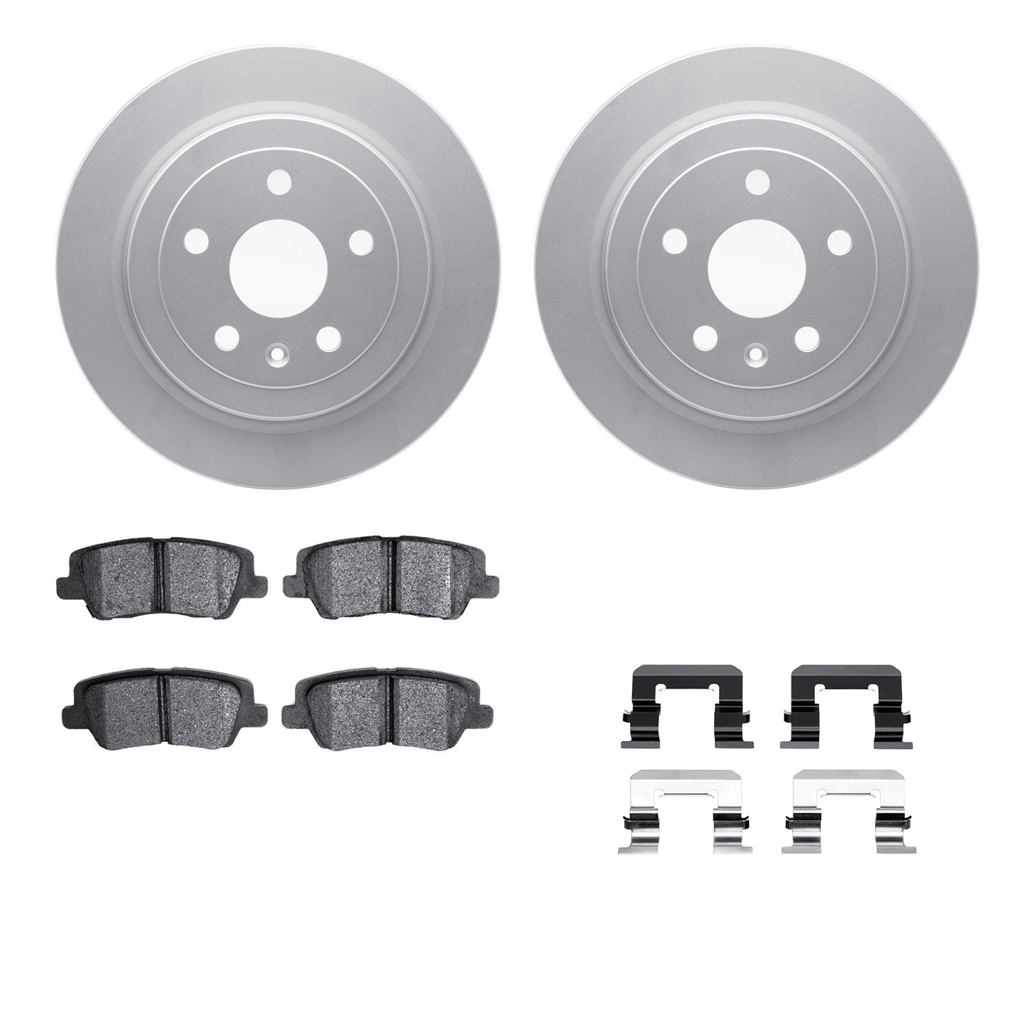 4512-46094 Geospec Brake Rotors w/5000 Advanced Brake Pads Kit & Hardware, 2014-2019 GM, Position: Rear