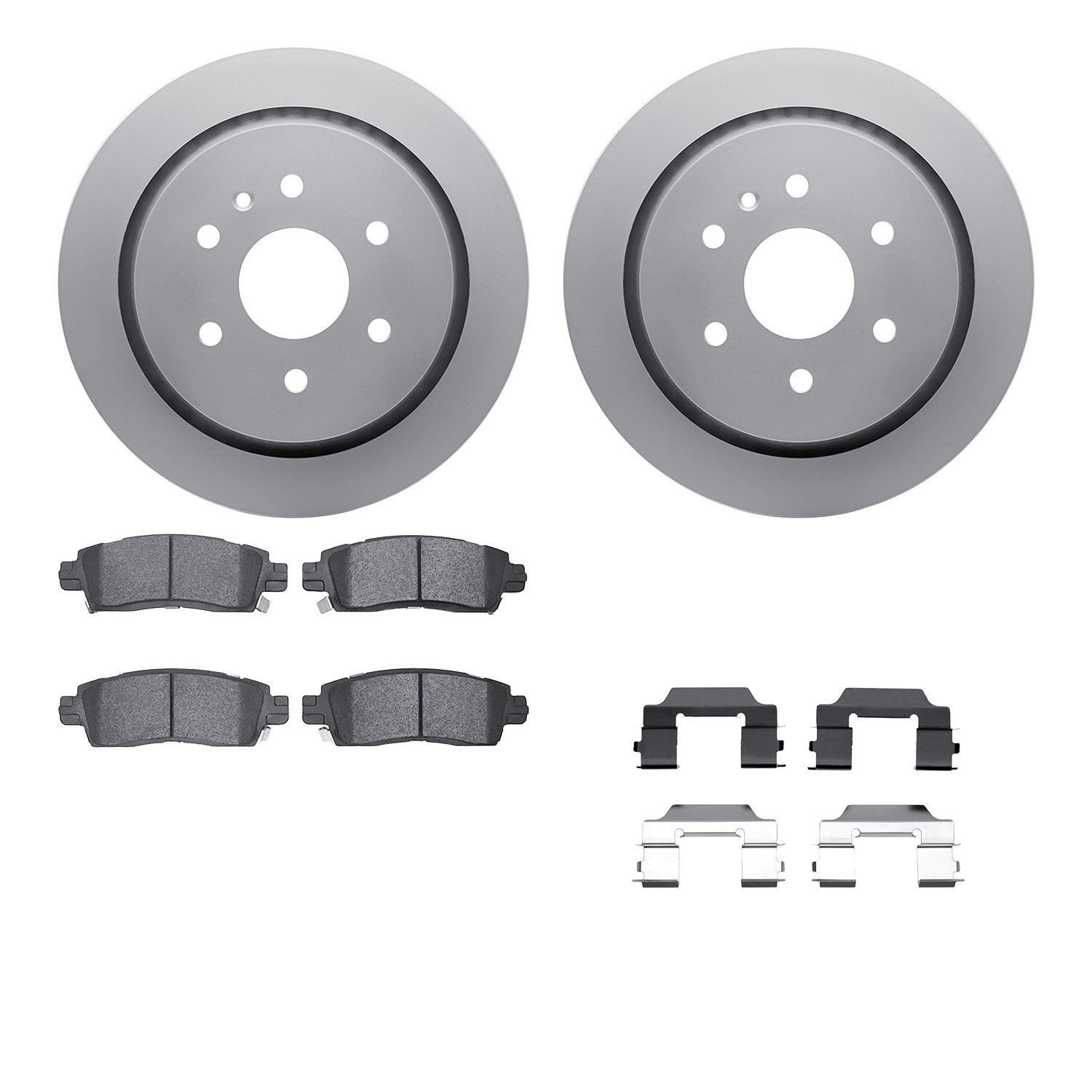 4512-46108 Geospec Brake Rotors w/5000 Advanced Brake Pads Kit & Hardware, 2013-2019 GM, Position: Rear