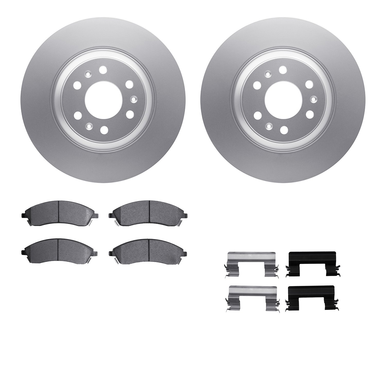 4512-46141 Geospec Brake Rotors w/5000 Advanced Brake Pads Kit & Hardware, 2004-2009 GM, Position: Front