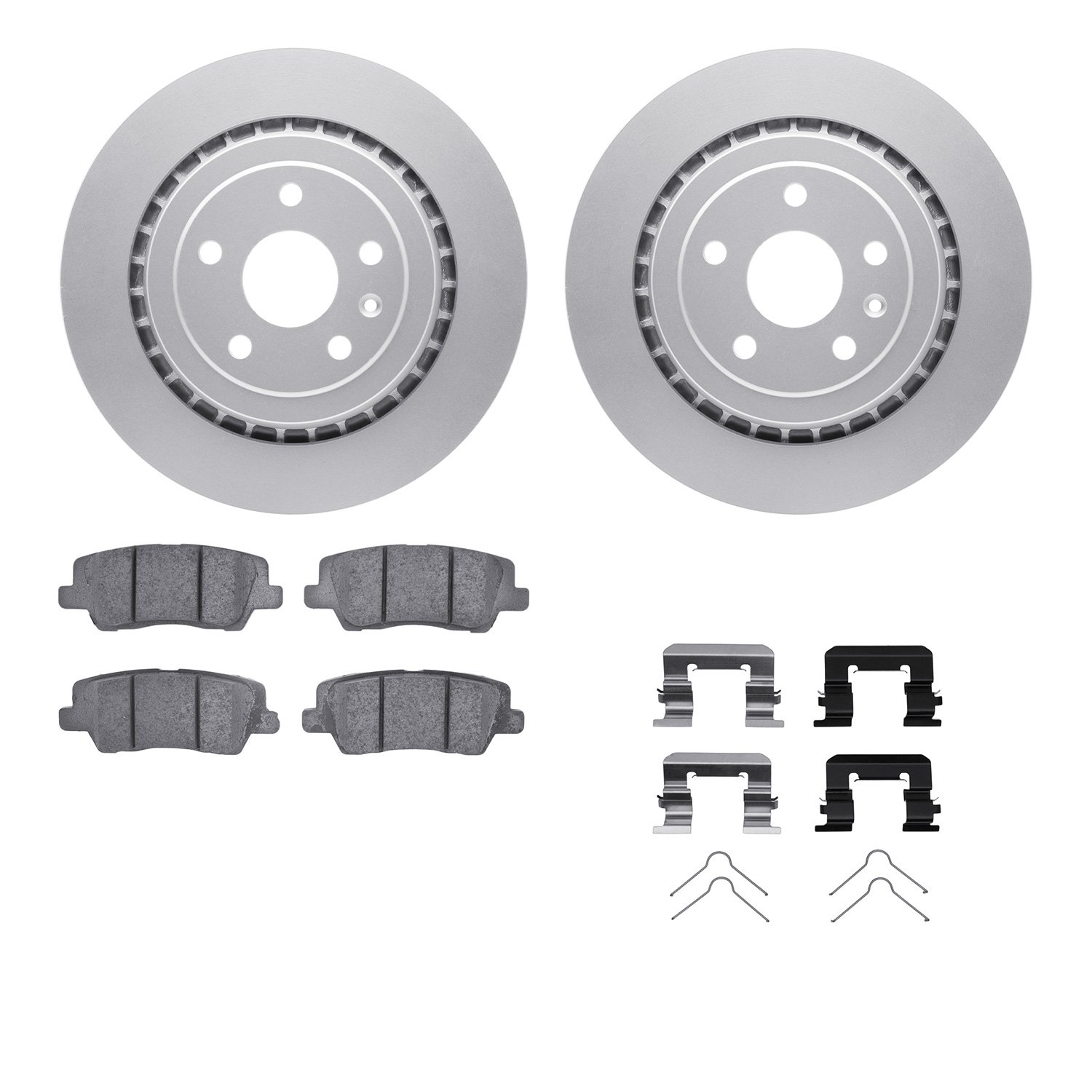 4512-47038 Geospec Brake Rotors w/5000 Advanced Brake Pads Kit & Hardware, 2015-2019 GM, Position: Rear