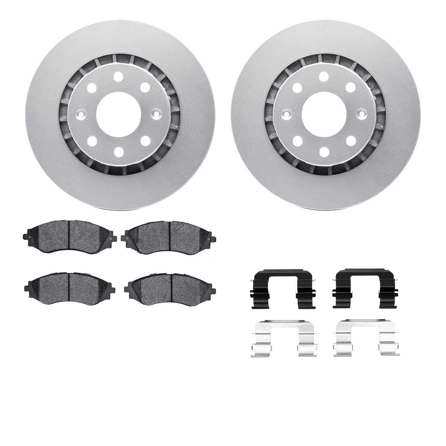 4512-47059 Geospec Brake Rotors w/5000 Advanced Brake Pads Kit & Hardware, 2004-2017 GM, Position: Front