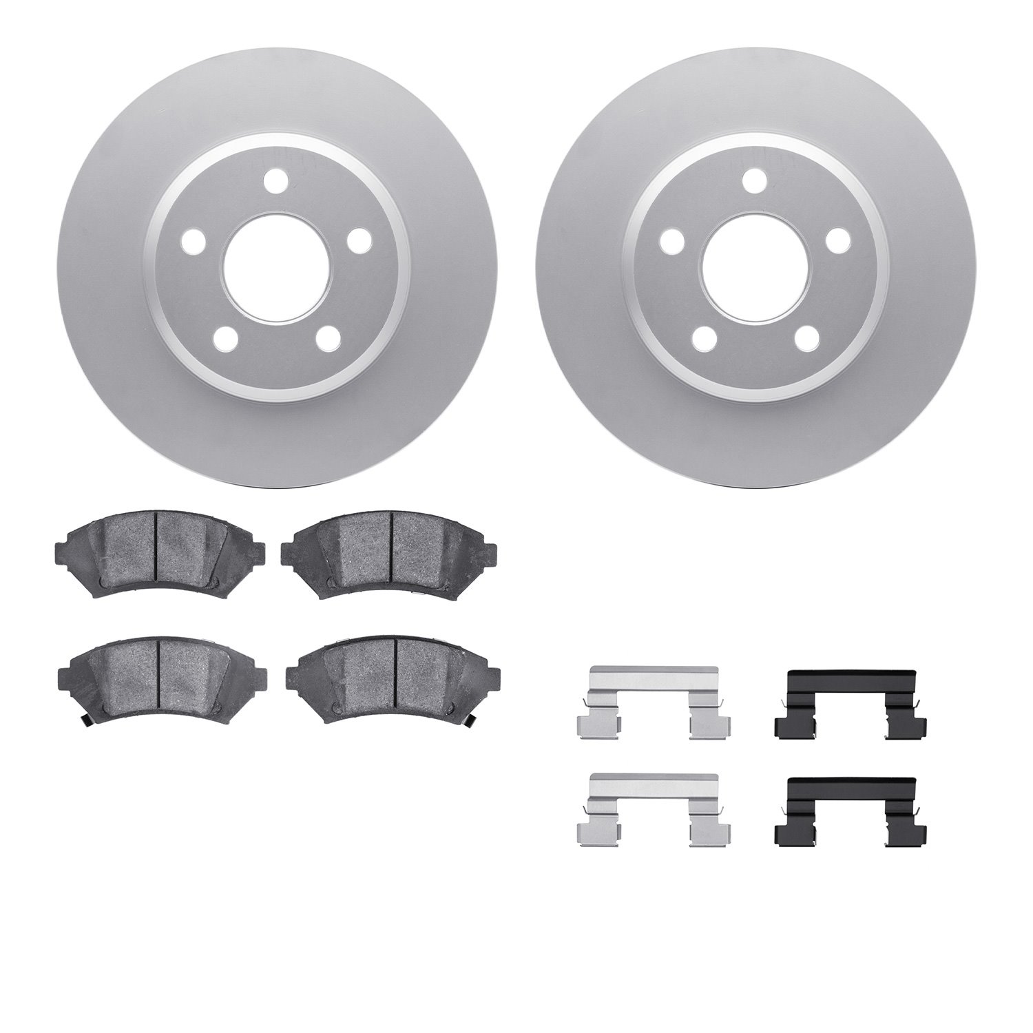 4512-47075 Geospec Brake Rotors w/5000 Advanced Brake Pads Kit & Hardware, 2005-2005 GM, Position: Front