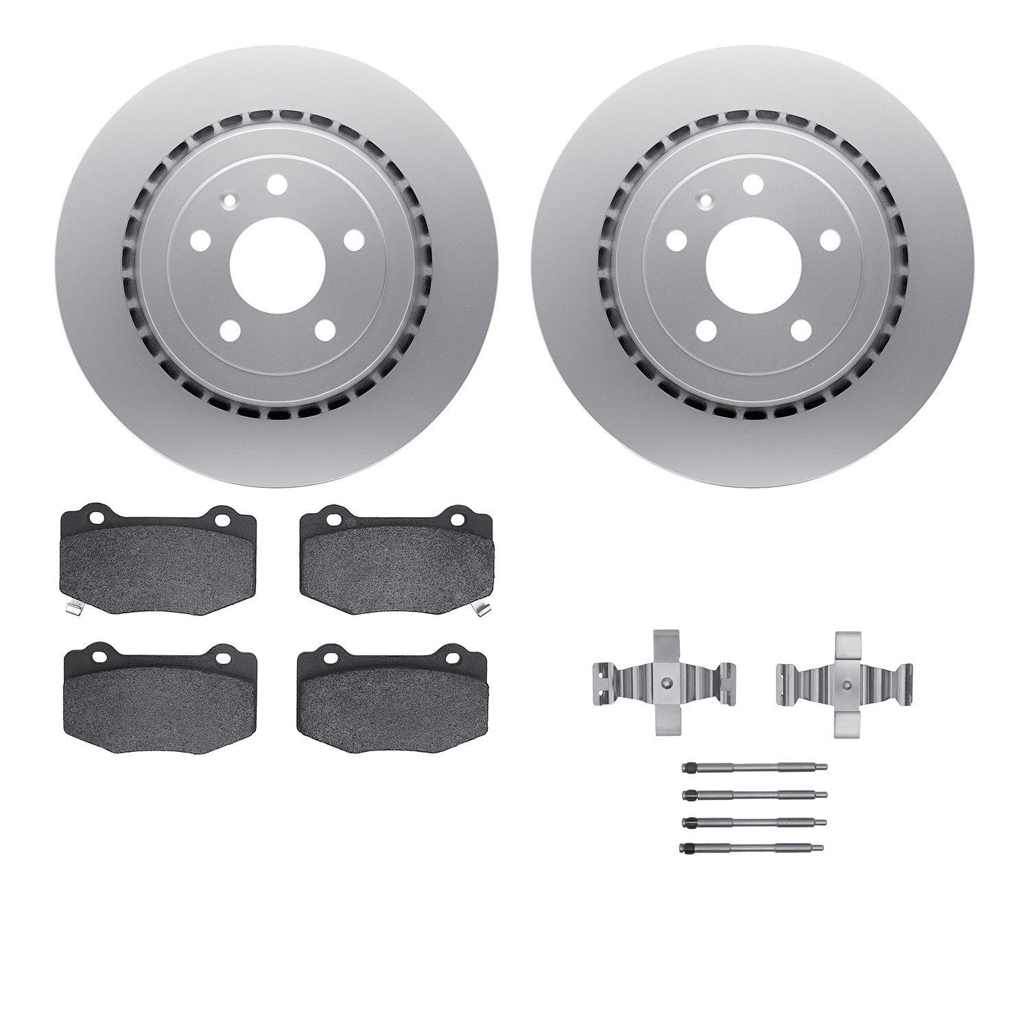 4512-47093 Geospec Brake Rotors w/5000 Advanced Brake Pads Kit & Hardware, 2014-2019 GM, Position: Rear