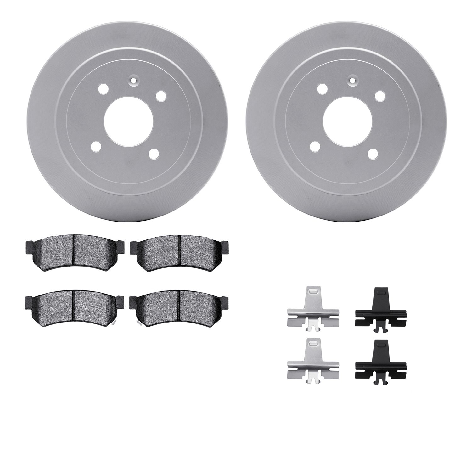 4512-47094 Geospec Brake Rotors w/5000 Advanced Brake Pads Kit & Hardware, 2014-2016 GM, Position: Rear