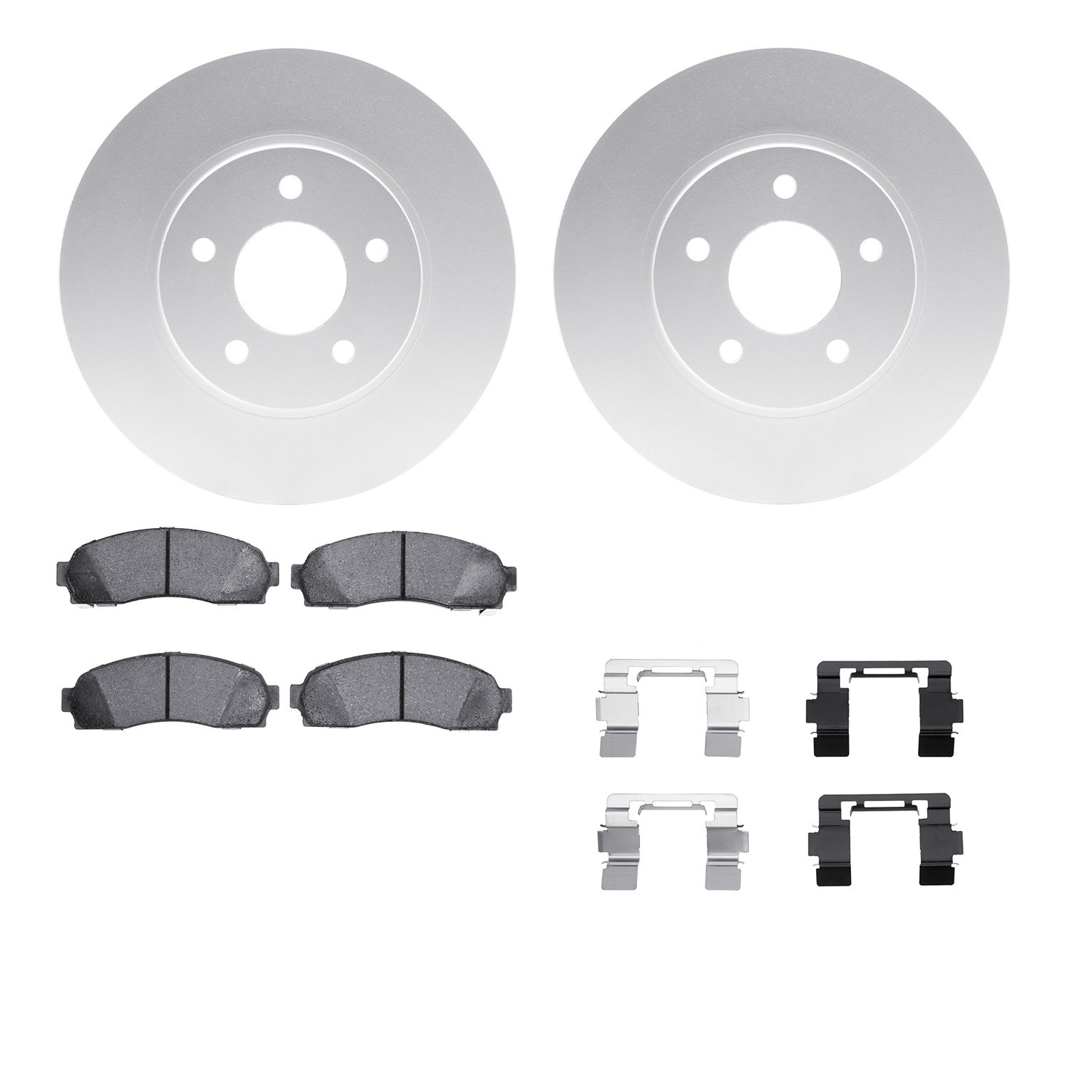 4512-47108 Geospec Brake Rotors w/5000 Advanced Brake Pads Kit & Hardware, 2002-2007 GM, Position: Front