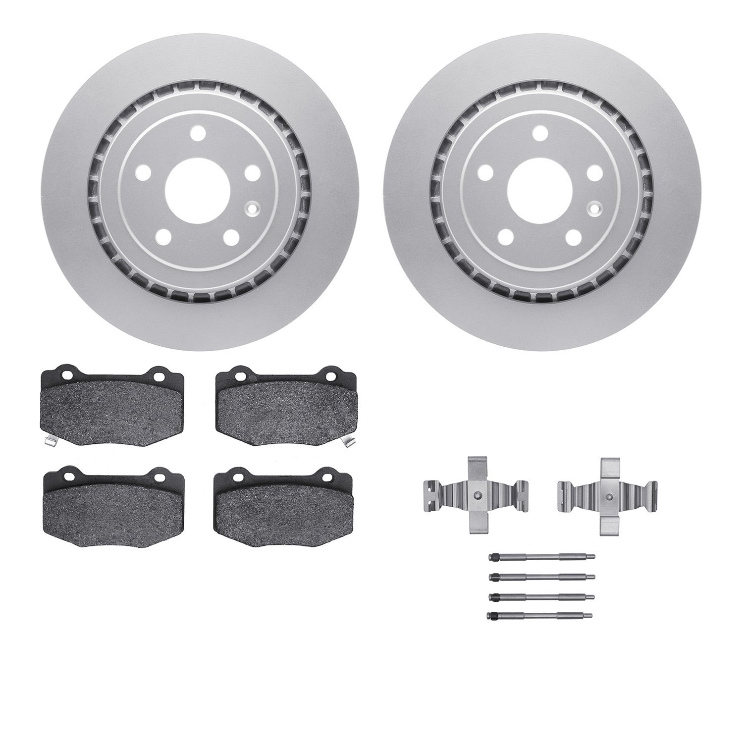 4512-47117 Geospec Brake Rotors w/5000 Advanced Brake Pads Kit & Hardware, Fits Select GM, Position: Rear