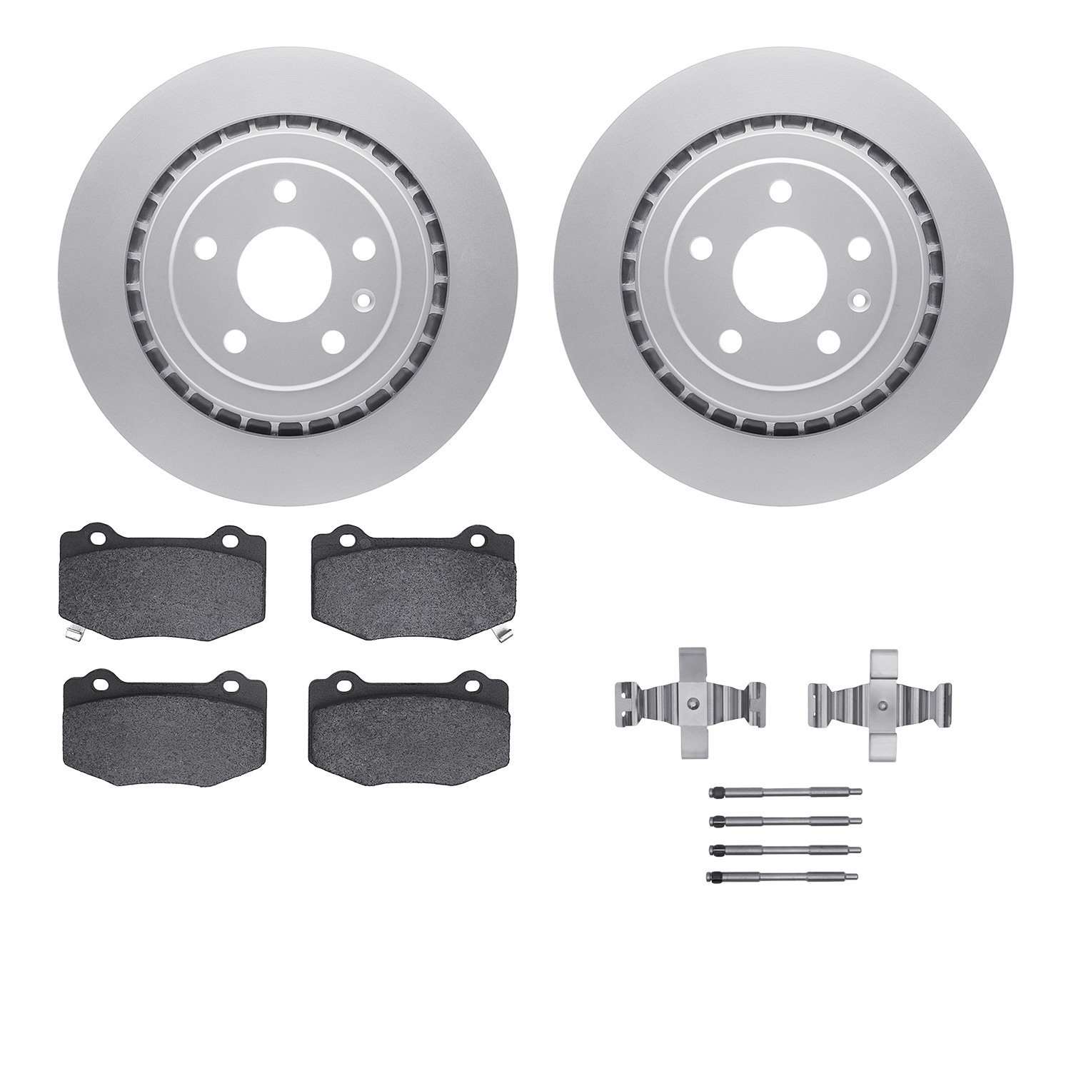 4512-47118 Geospec Brake Rotors w/5000 Advanced Brake Pads Kit & Hardware, Fits Select GM, Position: Rear