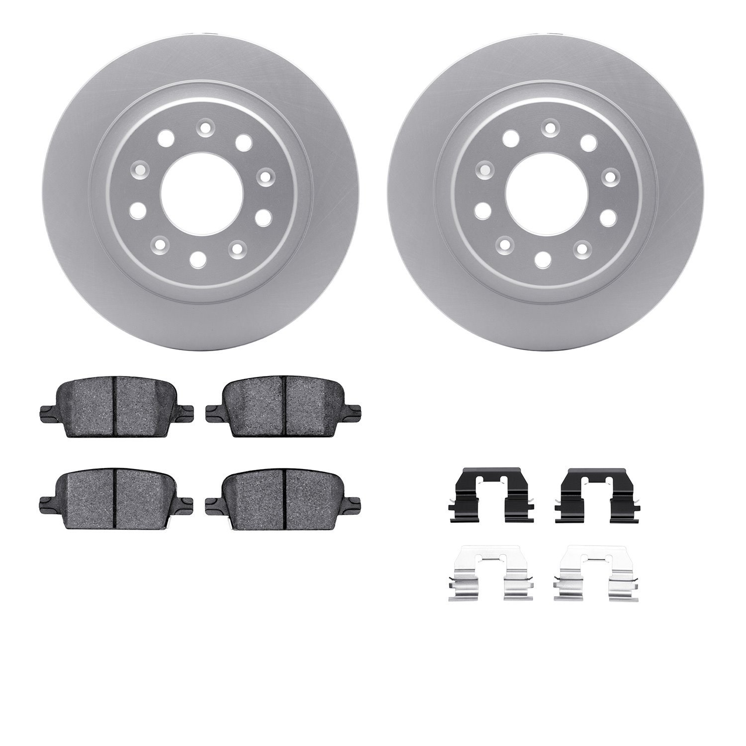 4512-47121 Geospec Brake Rotors w/5000 Advanced Brake Pads Kit & Hardware, Fits Select GM, Position: Rear