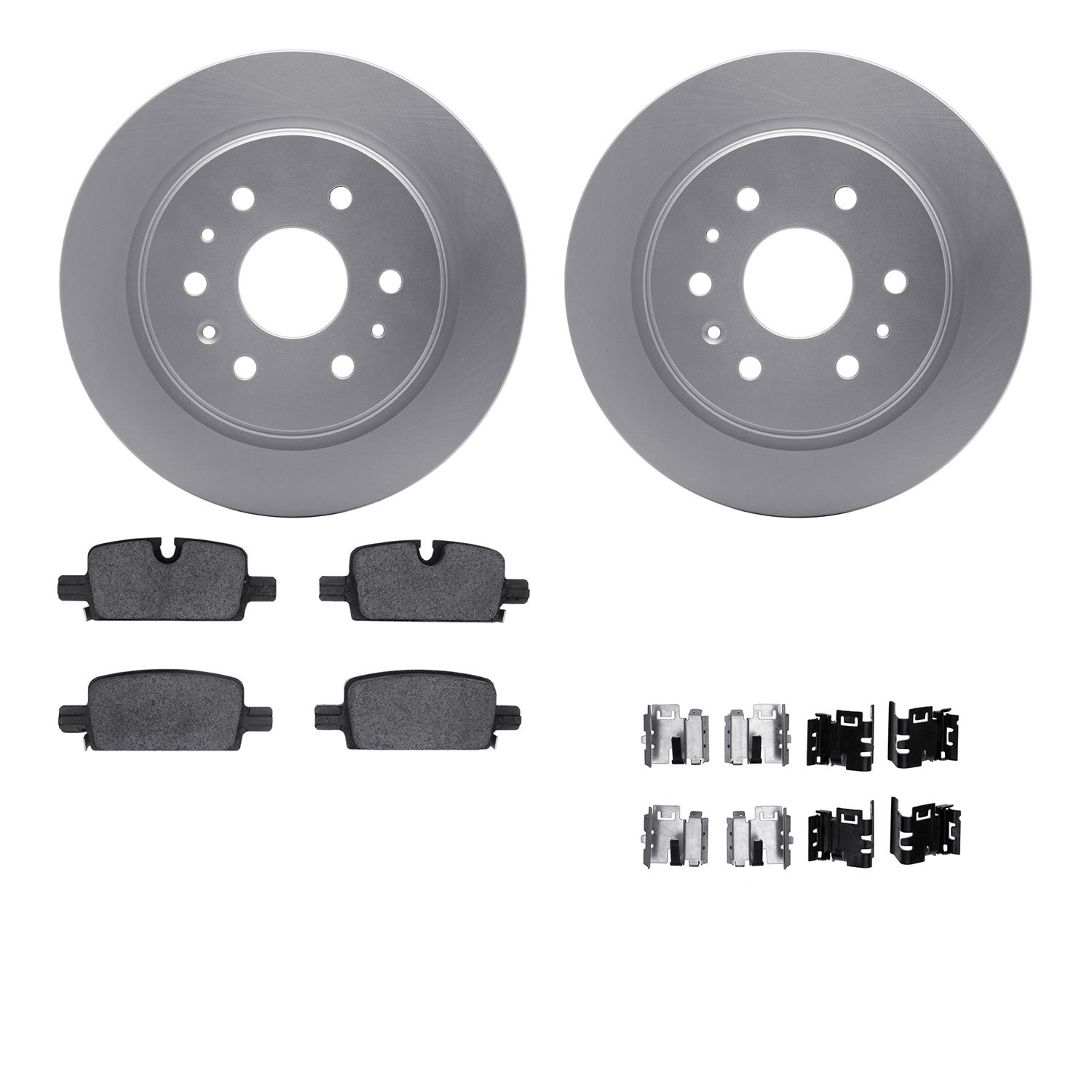 4512-47126 Geospec Brake Rotors w/5000 Advanced Brake Pads Kit & Hardware, Fits Select GM, Position: Rear